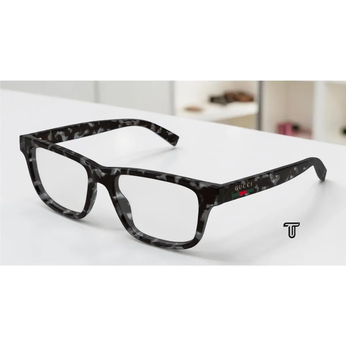 GG1987O 003 Rectangular Squared Havana Demo Lens 54 mm Men`s Eyeglasses by Gucci