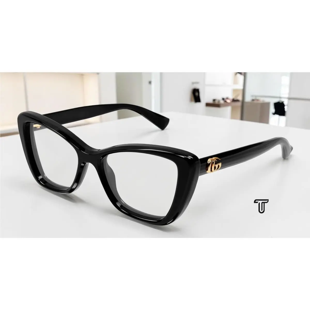 GG1977O 001 Cat Eye Black Demo Lens 52 mm Women`s Eyeglasses by Gucci