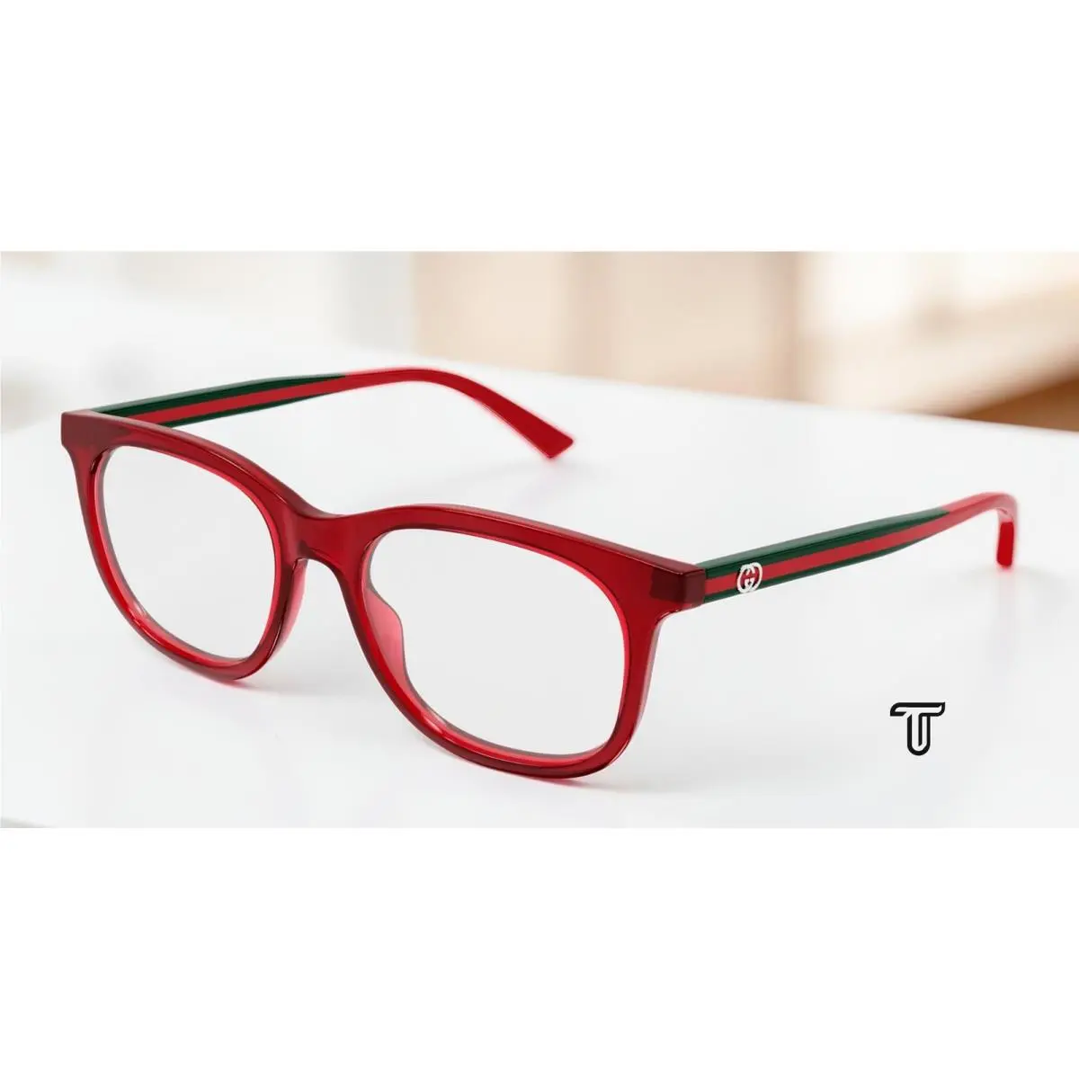 GG1990O 008 Rectangular Burgundy Green Demo Lens 53 mm Women`s Eyeglasses by Gucci