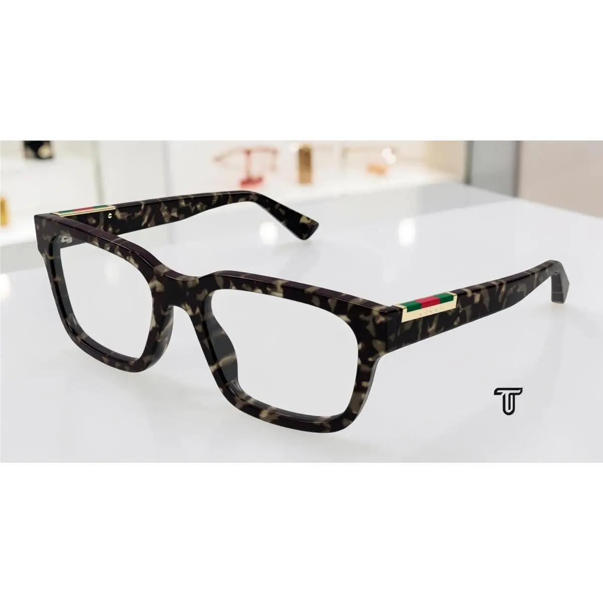 GG1961O 003 Rectangular Squared Havana Demo Lens 55 mm Men`s Eyeglasses by Gucci