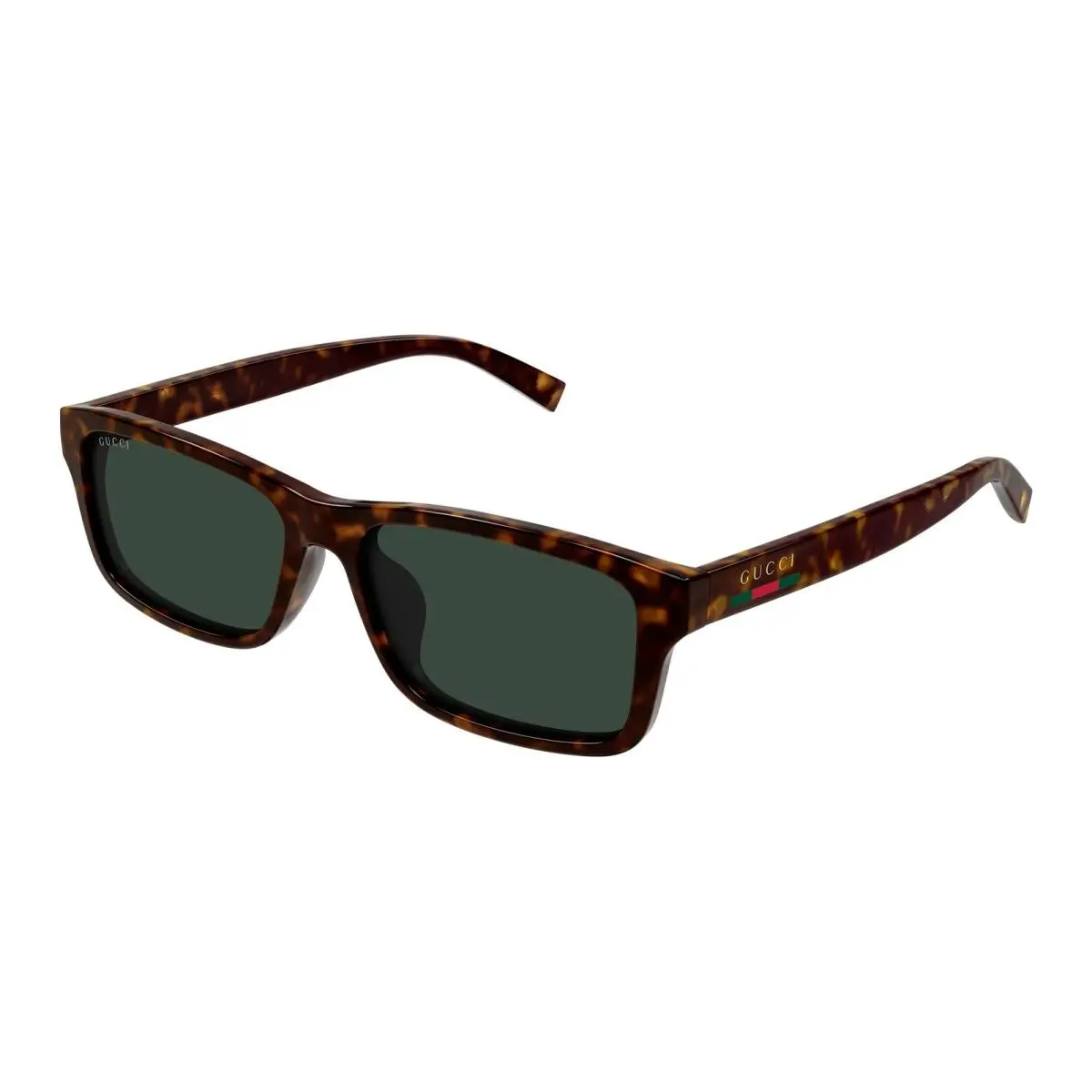 GG1986SA 002 Rectangle Sunglasses 57mm Havana / Green Lens by Gucci