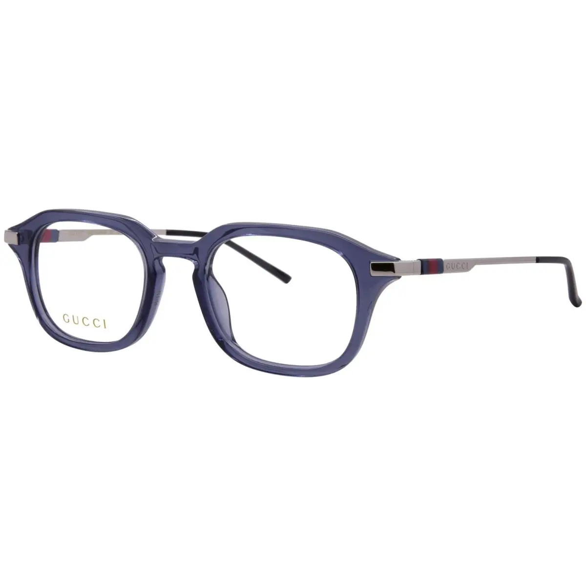 Gucci GG1891O 004 Eyeglasses Men`s Blue/silver Full Rim Rectangle Shape 49mm