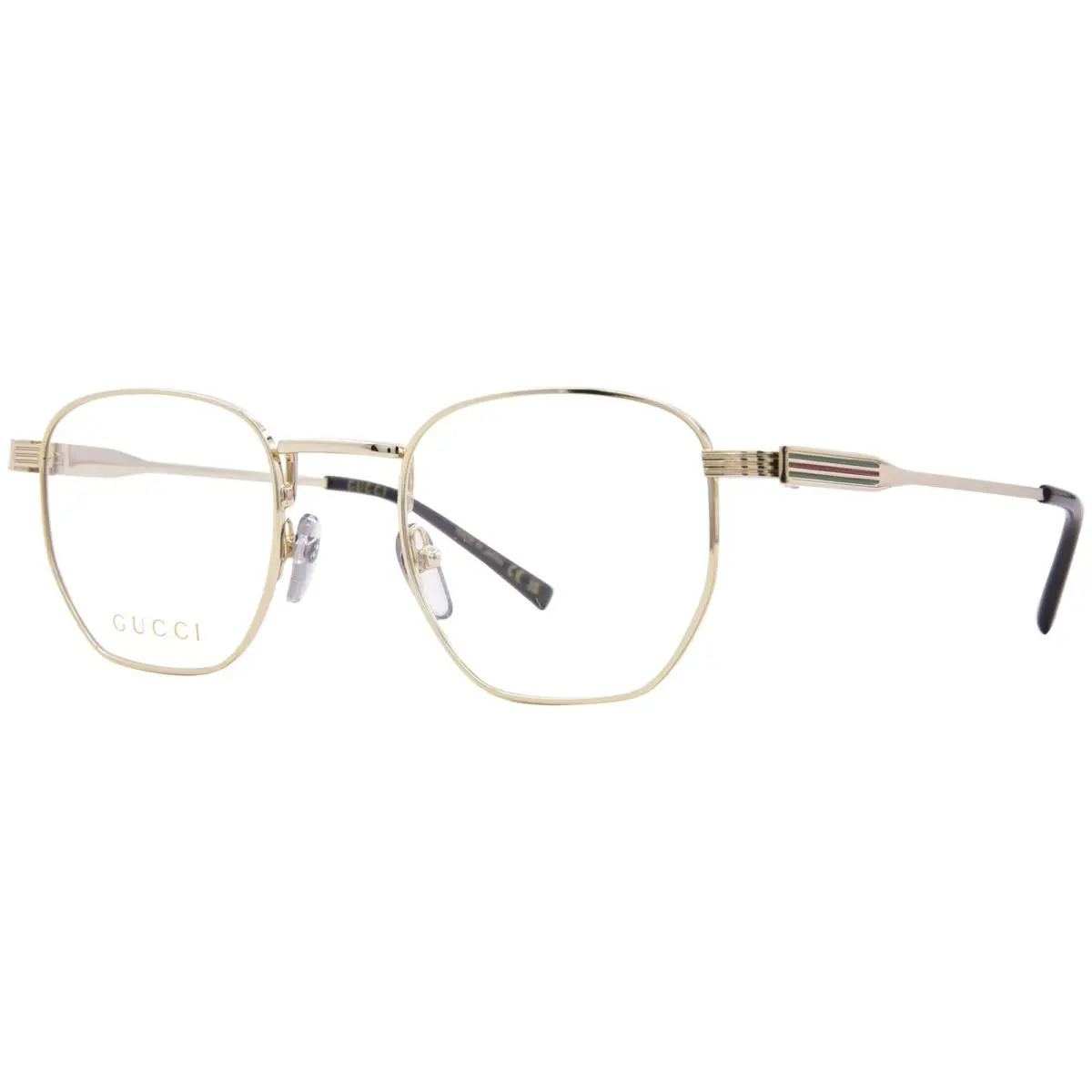 Gucci GG1878O 001 Eyeglasses Frame Men`s Gold Full Rim Rectangle Shape 49mm