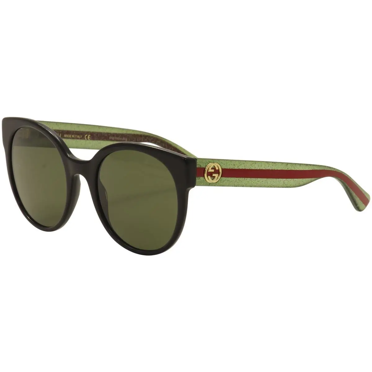 Gucci Women`s GG0035SN 002 Black/green/red Fashion Sunglasses 54mm - Frame: Black, Lens: Gray