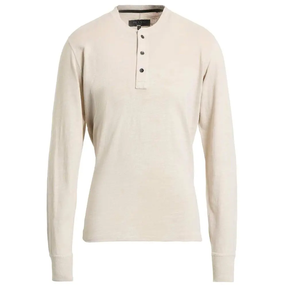 Rag Bone Mens Dust Classic Flame Long Sleeve Button Cotton Henley Tee Shirt