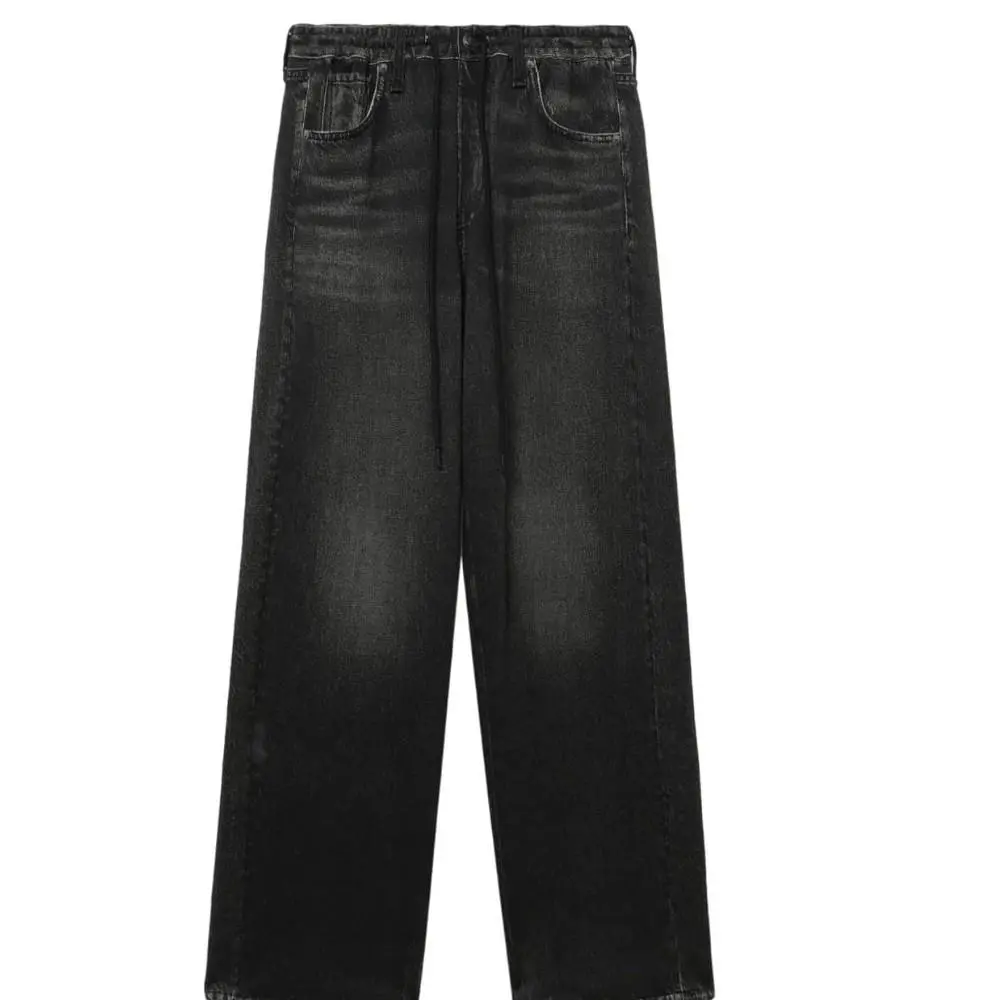 Rag Bone Womens Washed Black Miramar Terry Drawstring Cotton Wide Pant