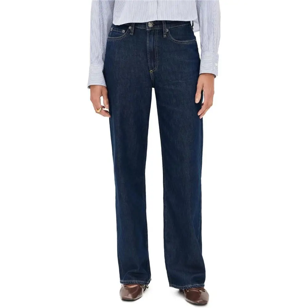 Rag Bone Womens Wellbrook Featherweight Logan 5 Pocket Wide Leg Cotton Jeans