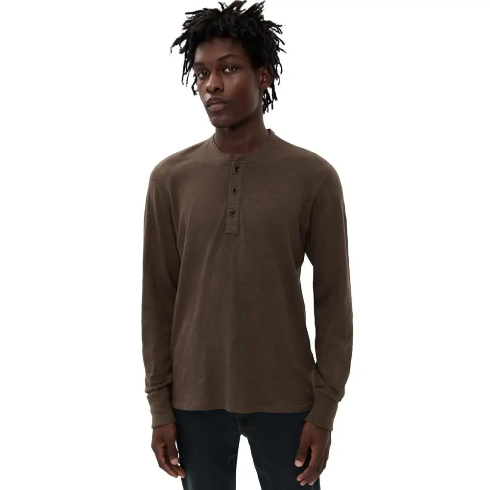 Rag Bone Mens Stonewall Classic Flame Partial Button Cotton Henley Tee Shirt