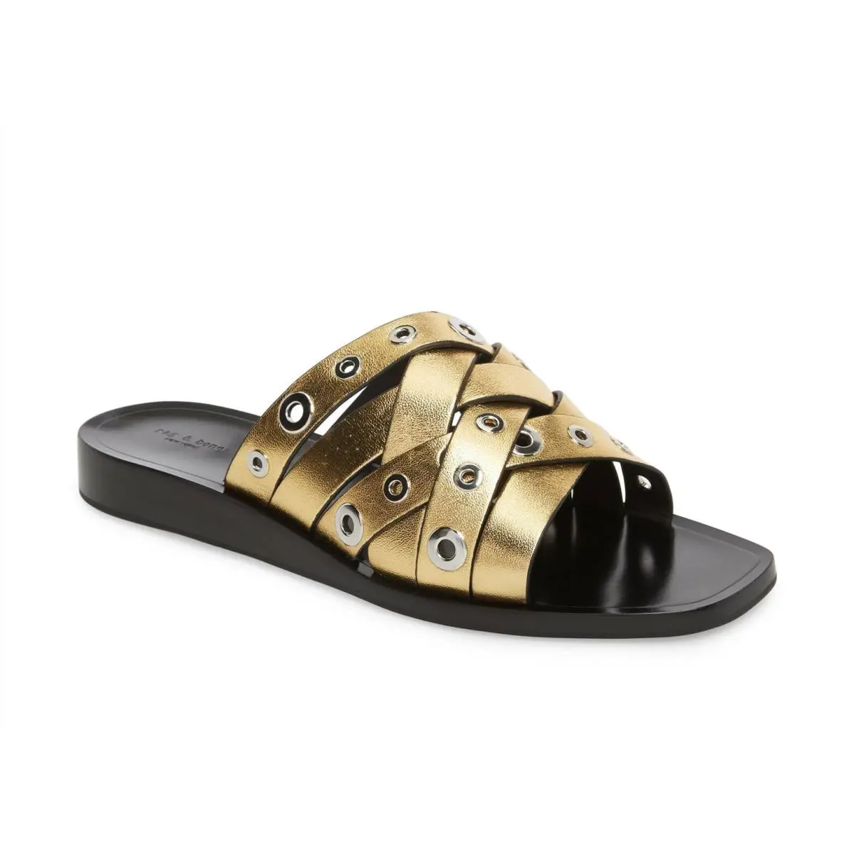 Rag Bone 261965 Womens Hartley Gold Slide Sandals Size 8 Medium - Gold
