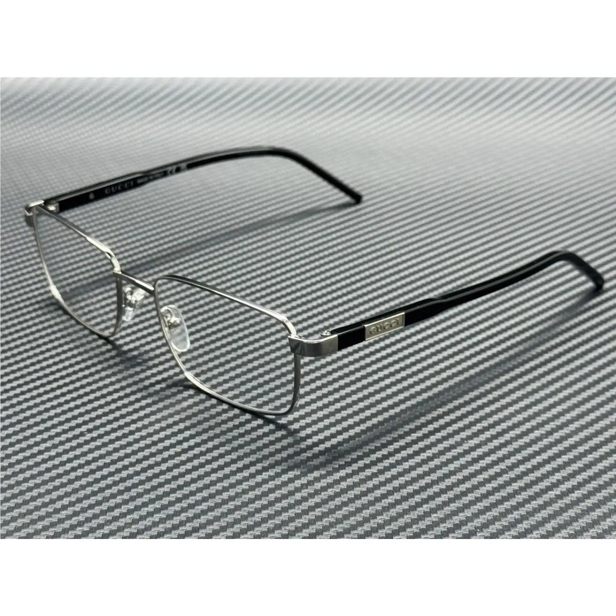 Gucci GG1801O 005 Silver Black Men`s 56 mm Large Eyeglasses