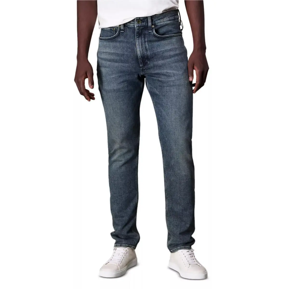 Rag Bone Stride Slim Fit 2 Jeans Men`s 29x32 Bradbury Blue Denim Button Zip by Rag & Bone