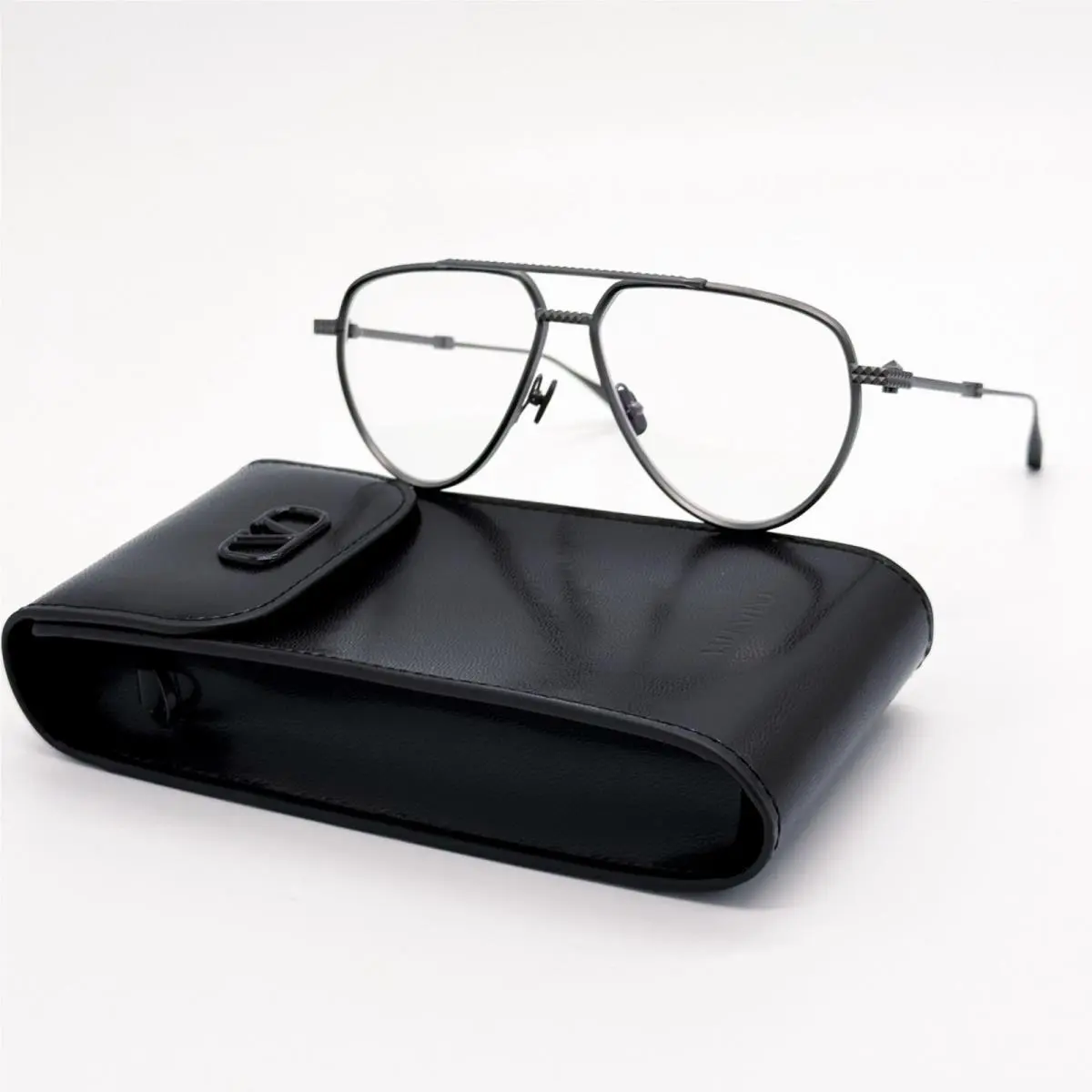 Valentino Eyeglasses V-stud-ii VLX-133B Black Unisex Aviator Valentino