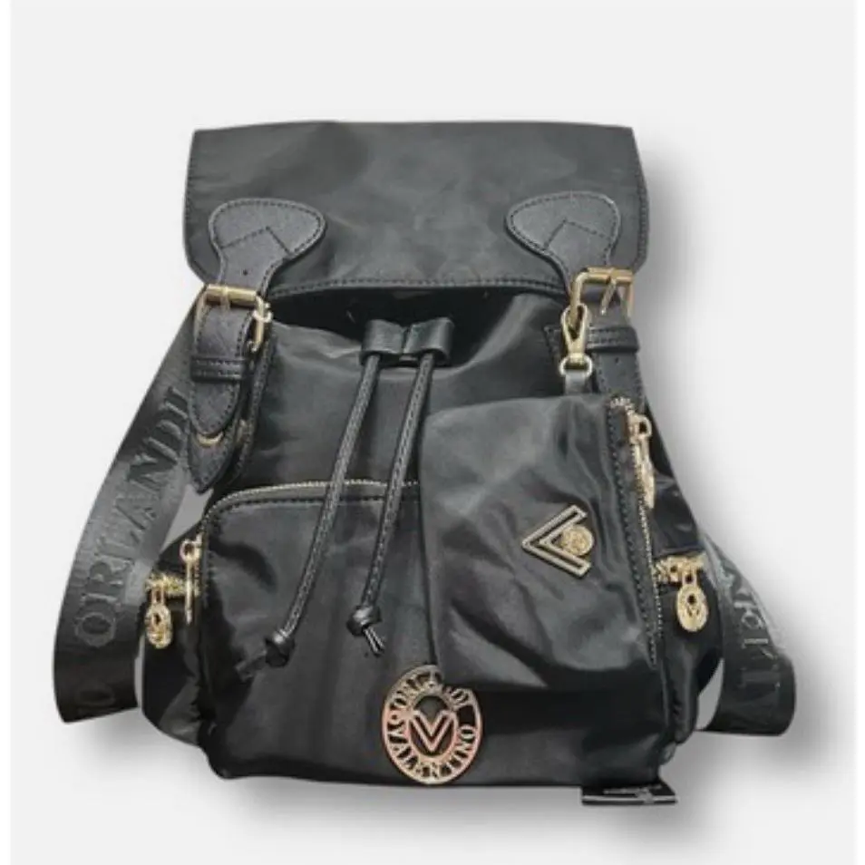 Valentino Orlandi Vegan Leather Small Black Backpack w/ Matching Coin Purse