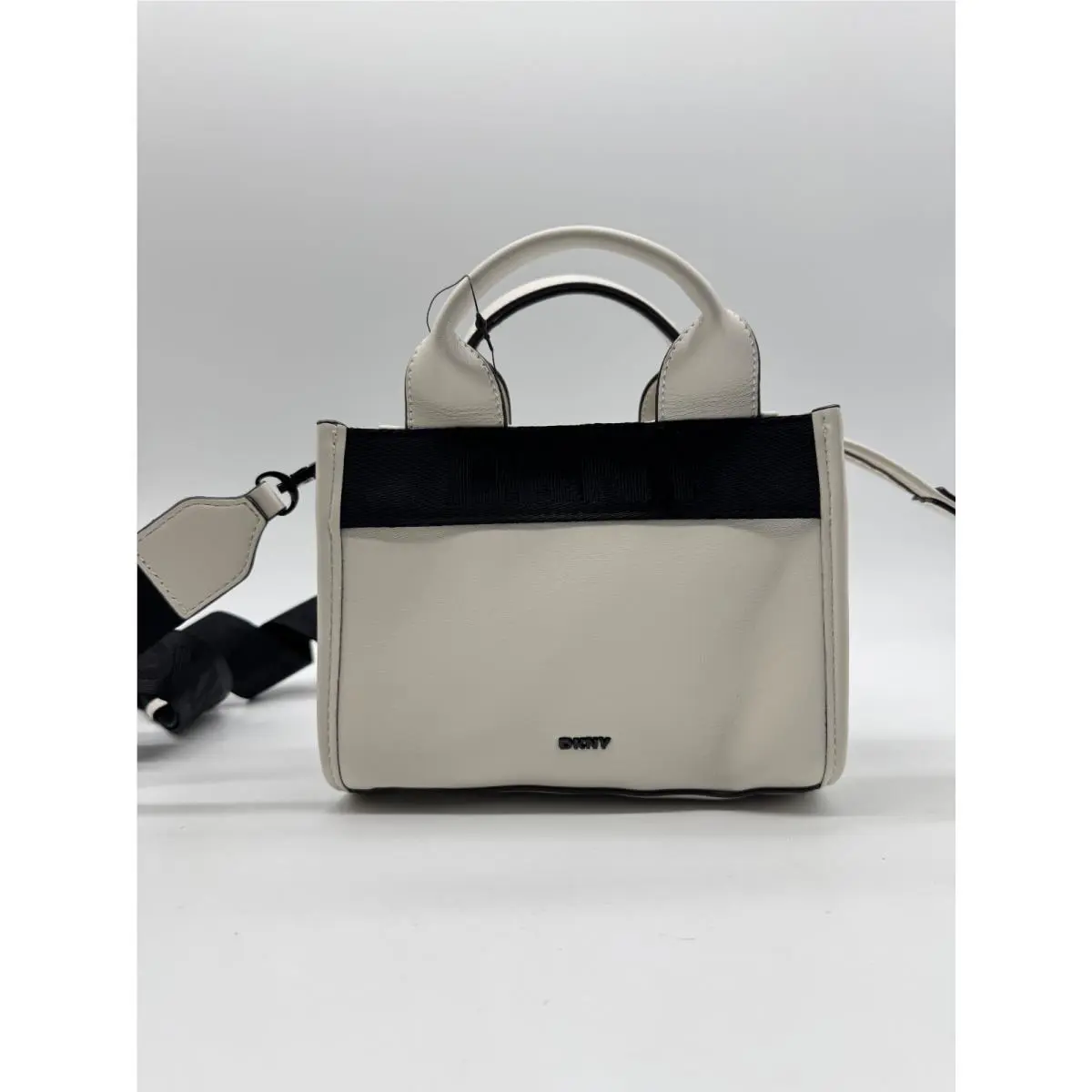Dkny Cassandra Faux-leather Small Tote Crossbody Bag - Black / Ivory