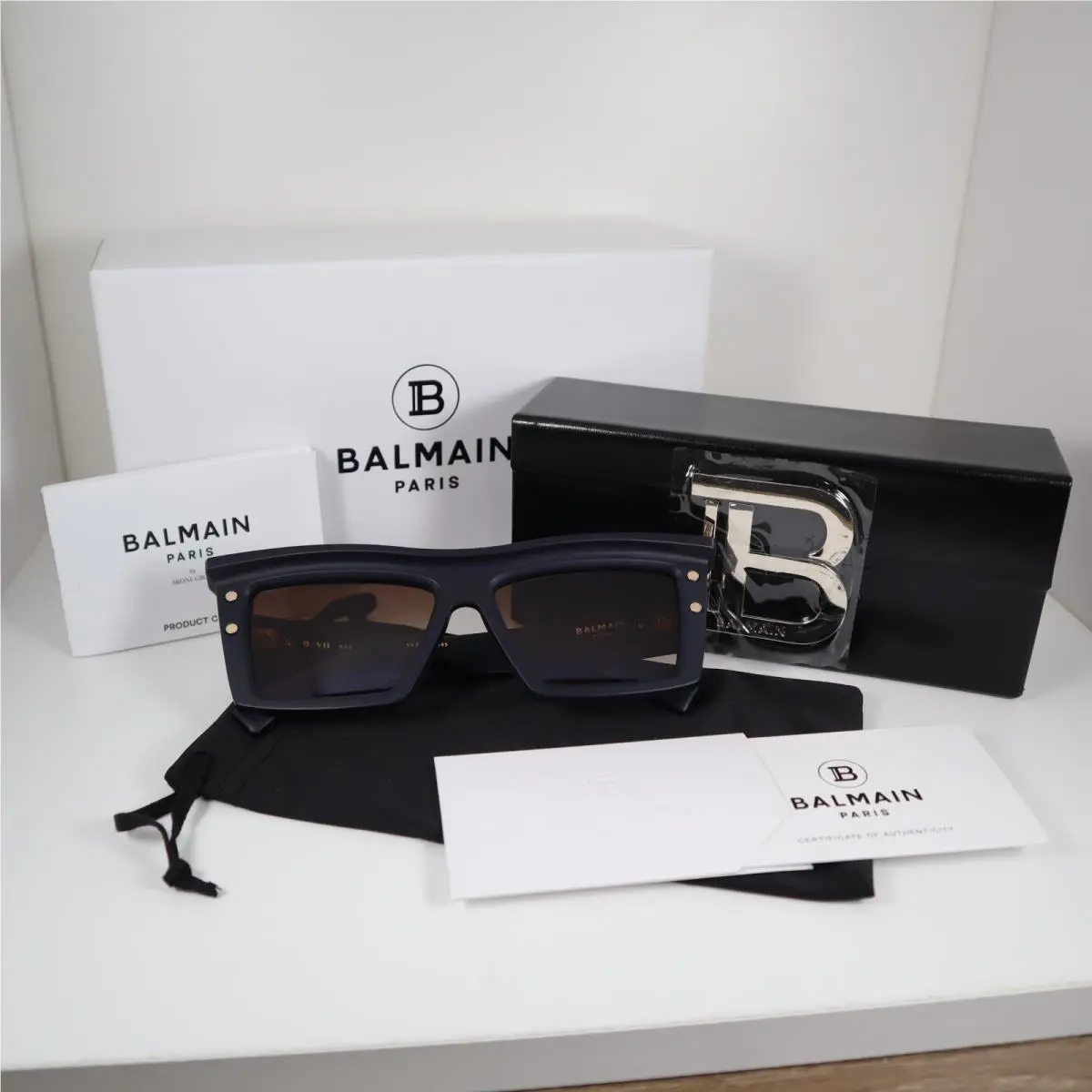 Balmain Paris B-vii BPS-131B-55 by Akoni Square Frame Navy/brown Sunglasses