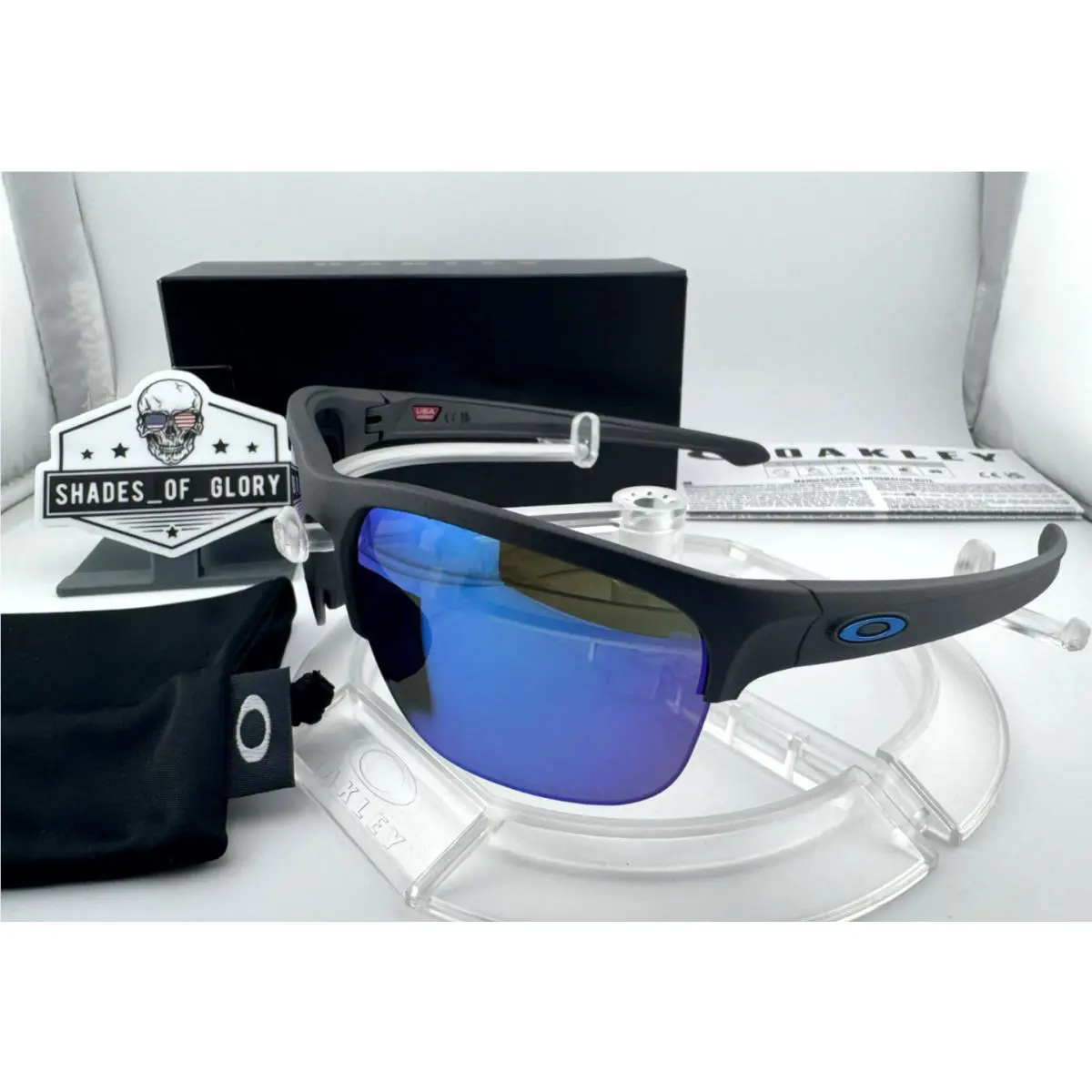 Oakley Sliver Edge Steel W/ Sapphire Iridium Polarized Blue Sunglasses OO9413-06