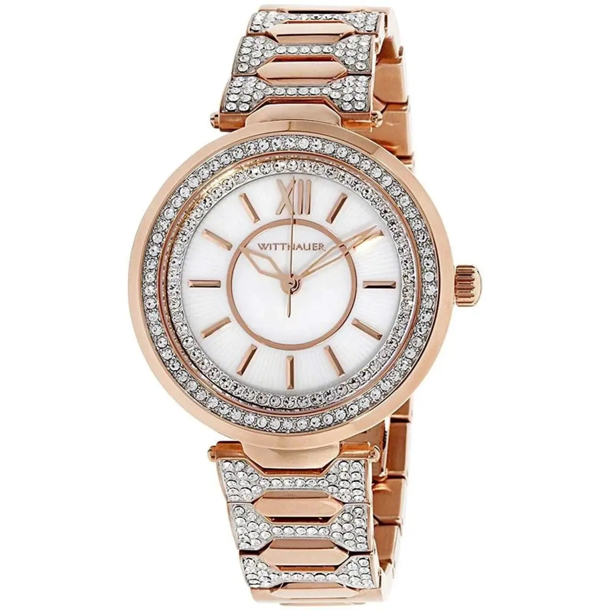 Wittnauer WN4025 Taylor 284 Crystals Mop Dial Rose Gold Tone Band Women`s Watch