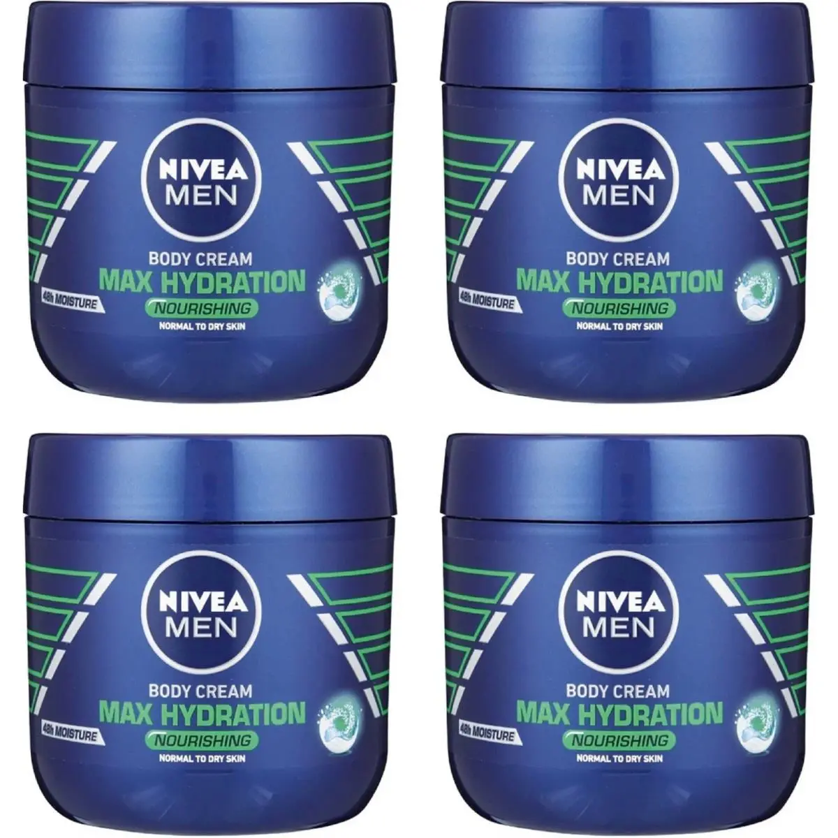 4  Men Body Cream Max Hydration Normal Dry Skin 13.5 Oz- 400 Ml- Exp 2027 by Nivea