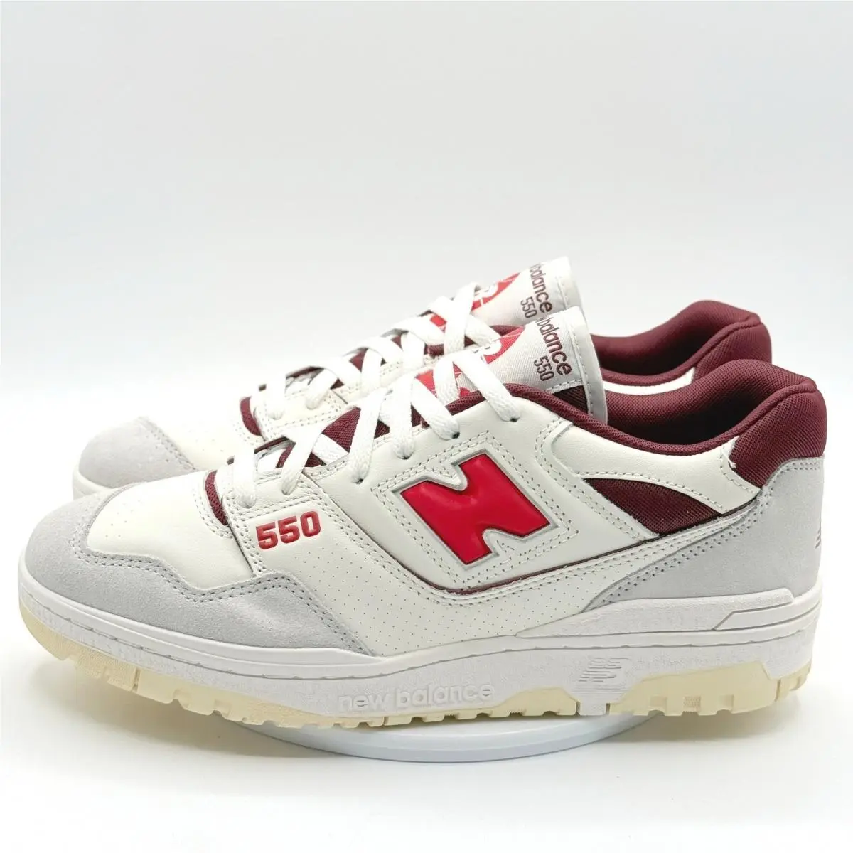 New Balance 550 Mens Size 10 Sea Salt Grey True Red BB550EMR