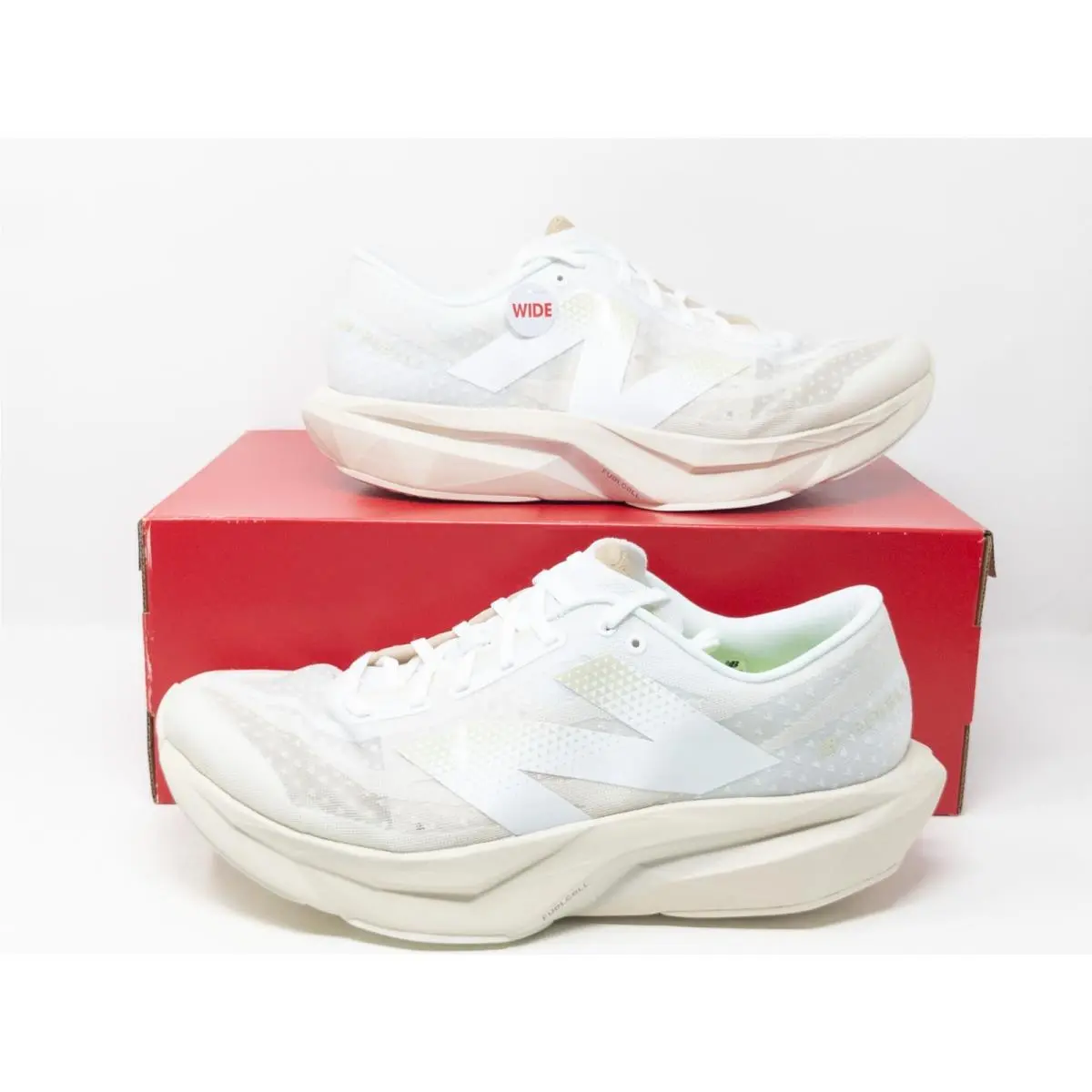 Sz 12 Wide New Balance Fuelcell Rebel v4 Running Shoes White Beige MFCXLJ4 - Beige