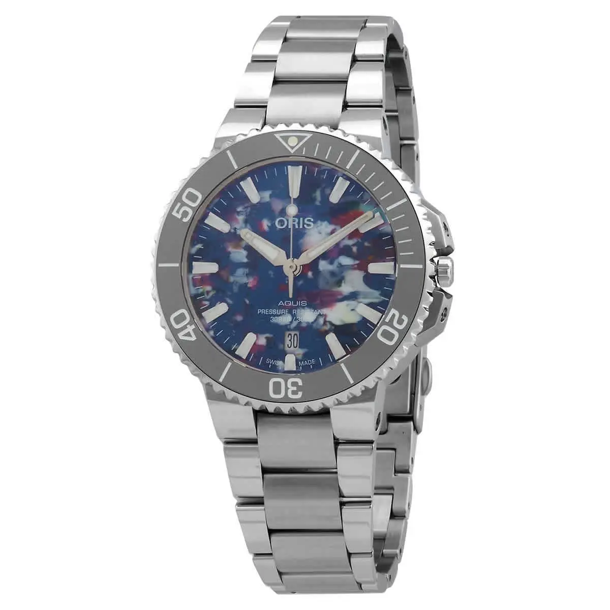 Aquis Date Rainbow Upcycle Special Men`s Watch 01 733 7766 4150-SET by Oris