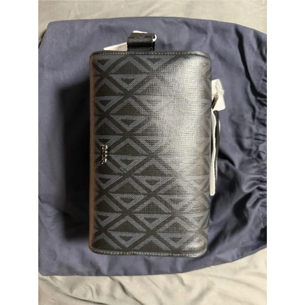 Authenticated Christian  Lingot Toiletry Pouch CD Diamond Coated Canvas by Dior
