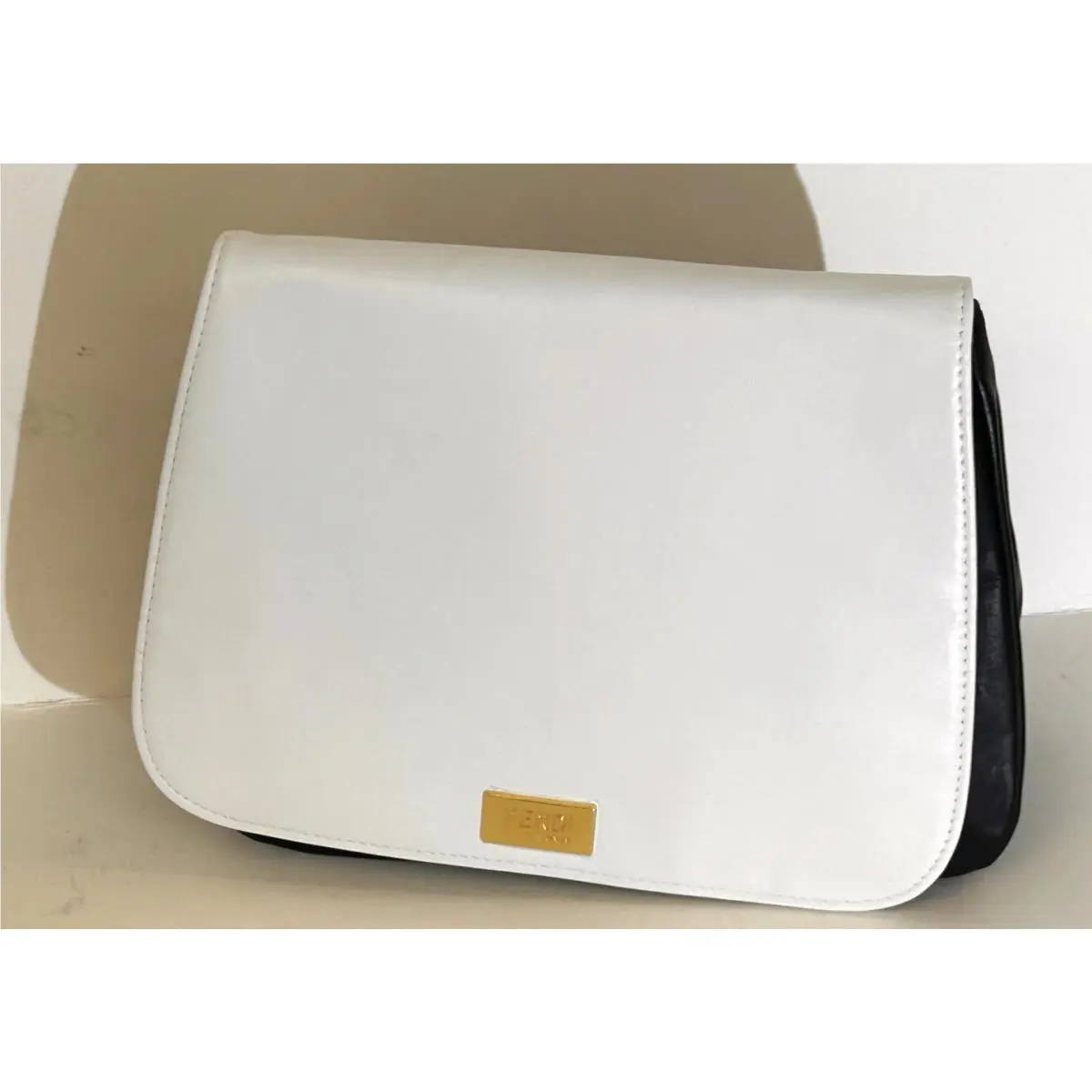 Fendi Furiosa Makeup Bag Cosmetic Pouch Black White Zip + Button Closure –