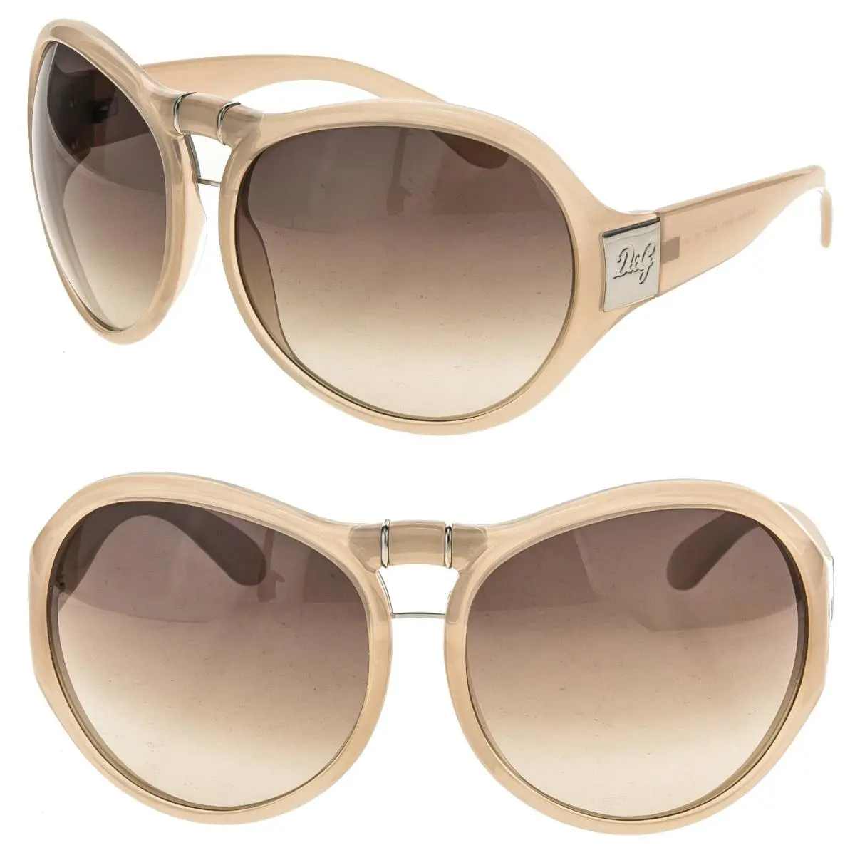 Dolce Gabbana DG8048 Beige Oversized Round Vintage Fashion Sunglass 8048