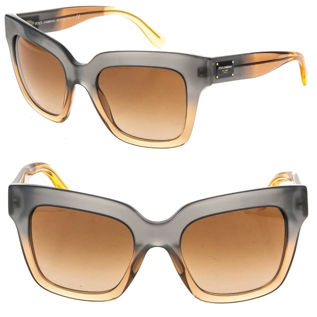 Dolce Gabbana DG4286 Logo Plaque Brown Grey 4286 Geometric Sunglasses