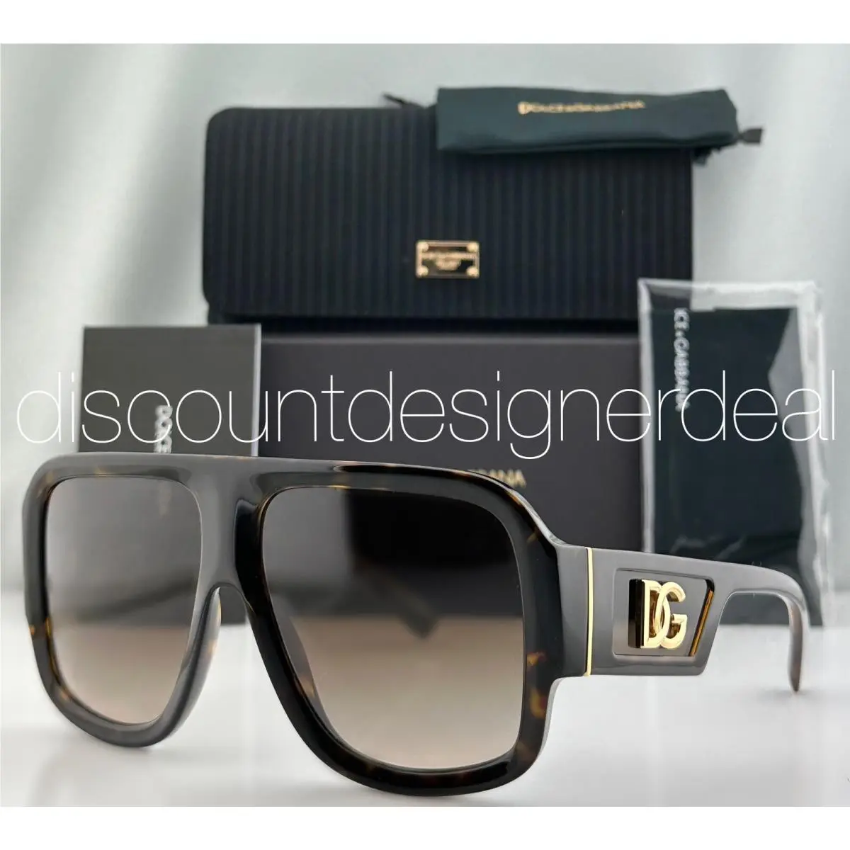 Dolce Gabbana DG4401 502/13 Aviator Sunglasses Havana Brown Frame Brown Lens