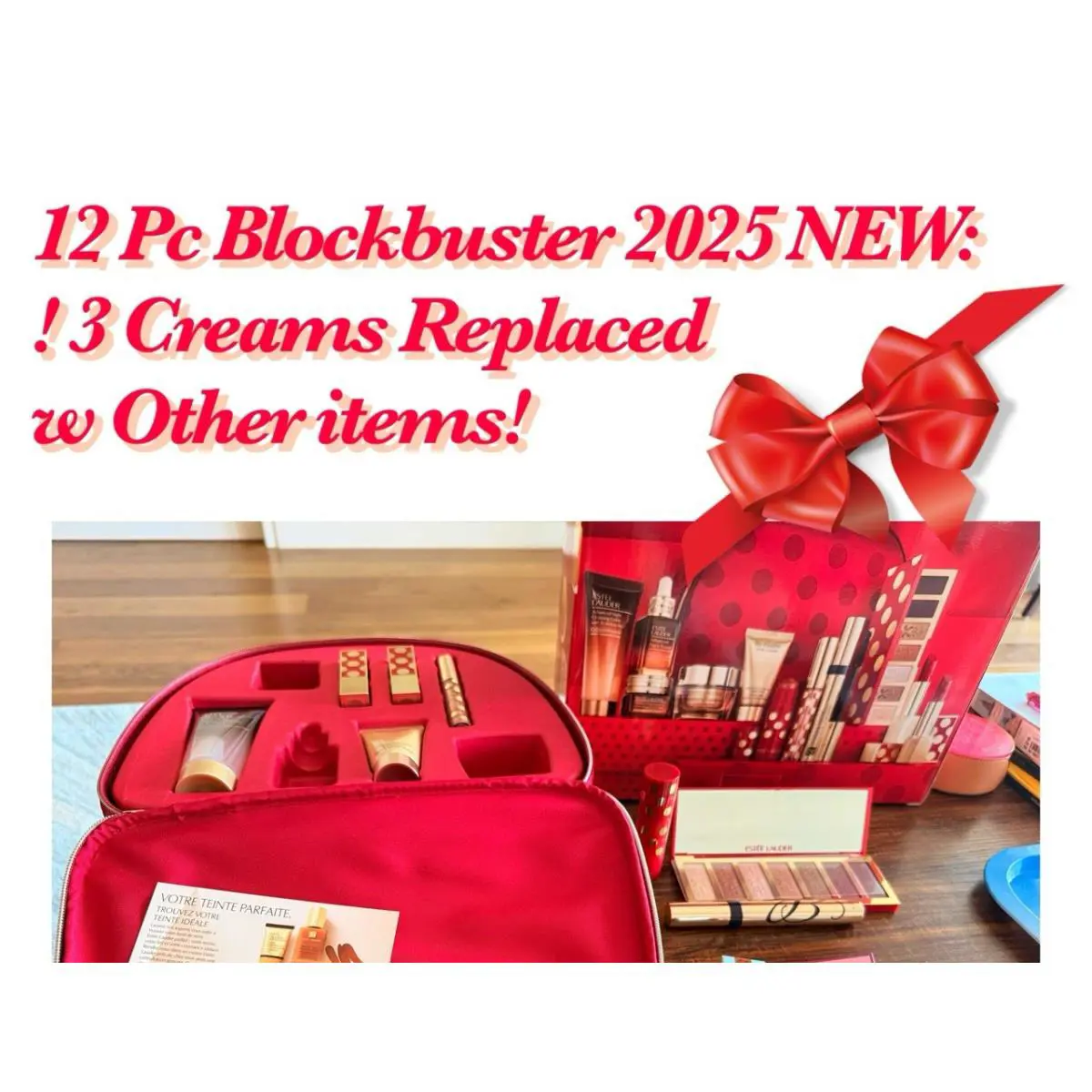 Estee Lauder Holiday Blockbuster 2025 Gift Set Red Polka Train Case Gold Makeup