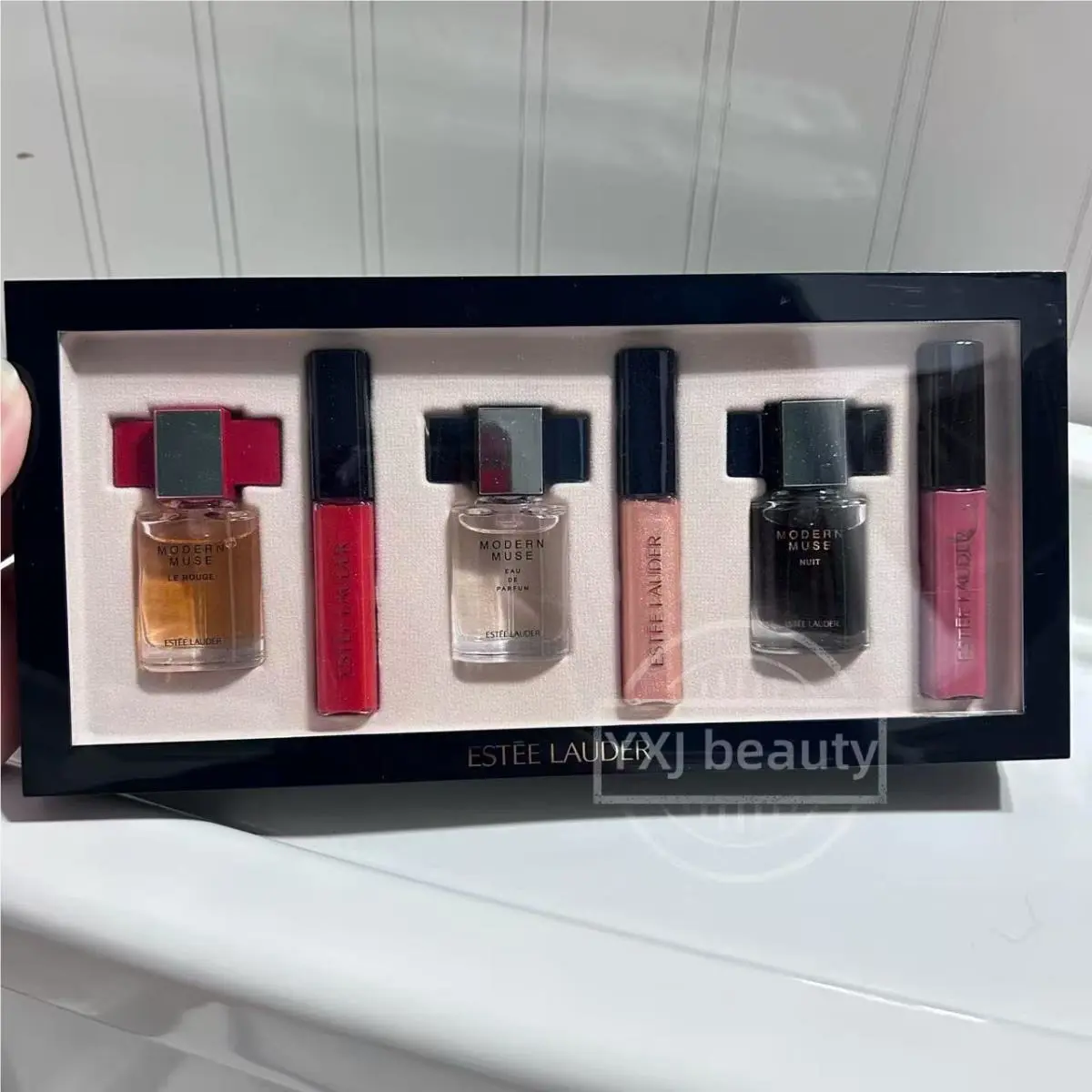 6PC Estee Lauder Modern Muse Edp Perfume Shine Lip Gloss Travel Set Rare