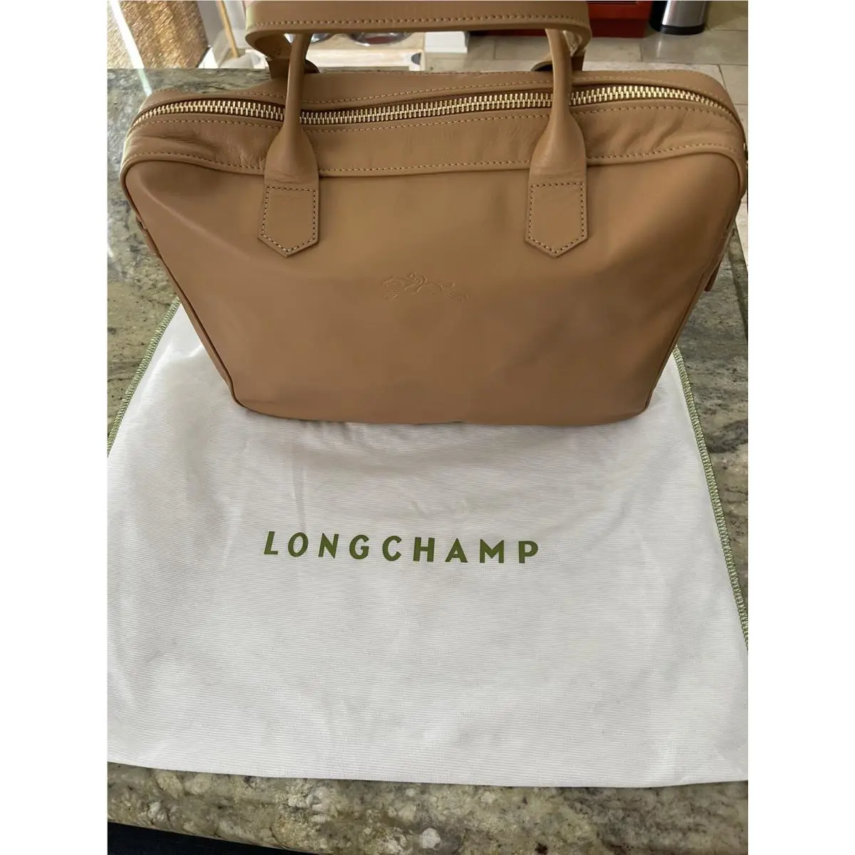Top Handle Leather Brown Briefcase Handbag Extendable by Longchamp