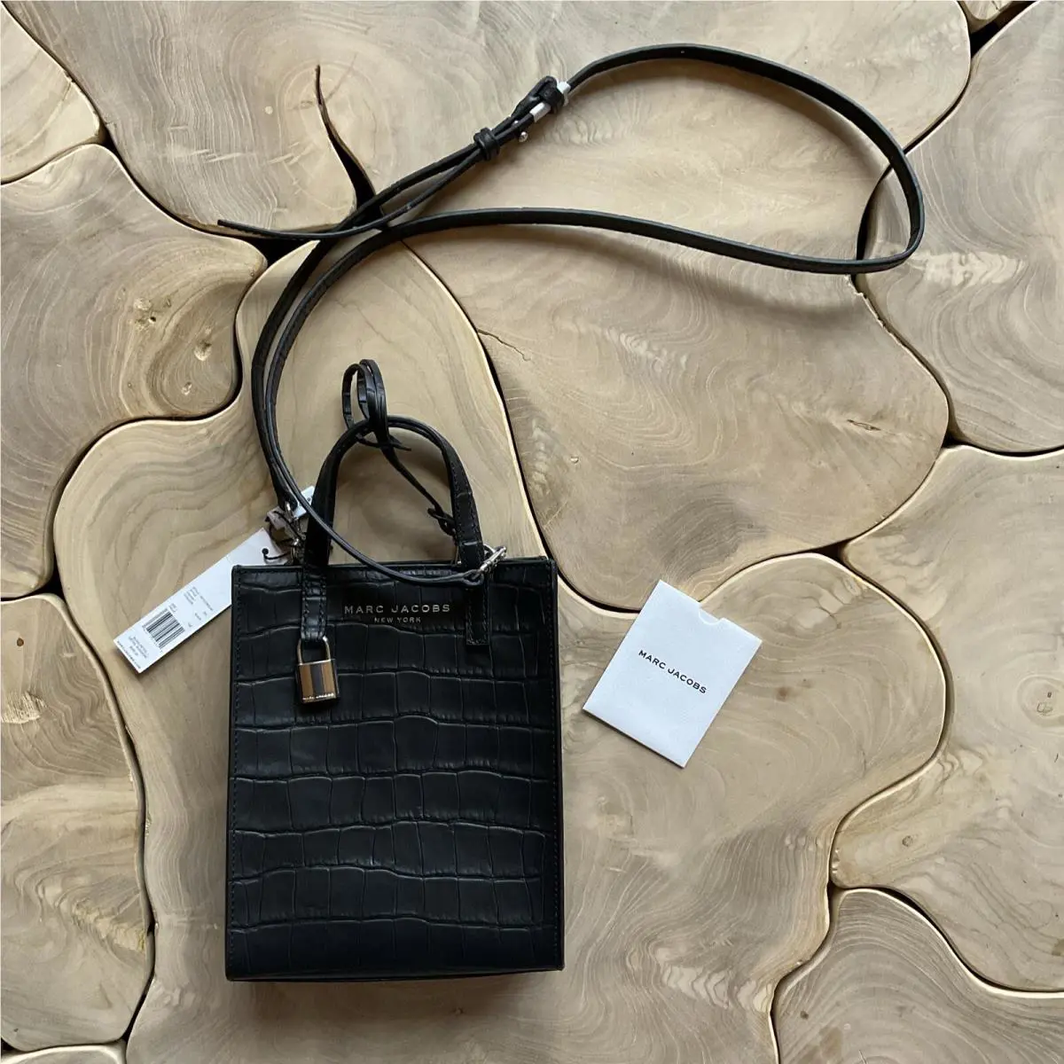 Marc Jacob’s Micro Tote Grind Black Embossed Croc Leather Crossbody