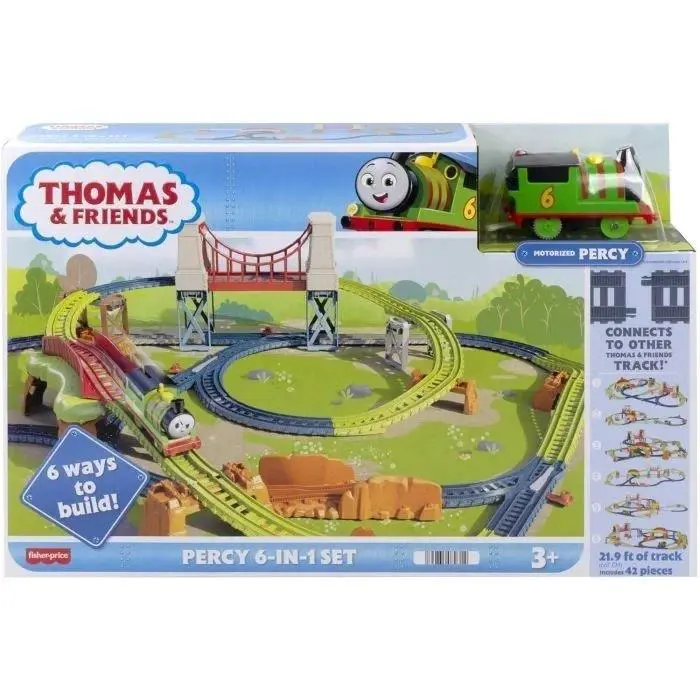 Thomas Friends Percy 6-in-1 Motorized Toy Train and Track Set Mattel