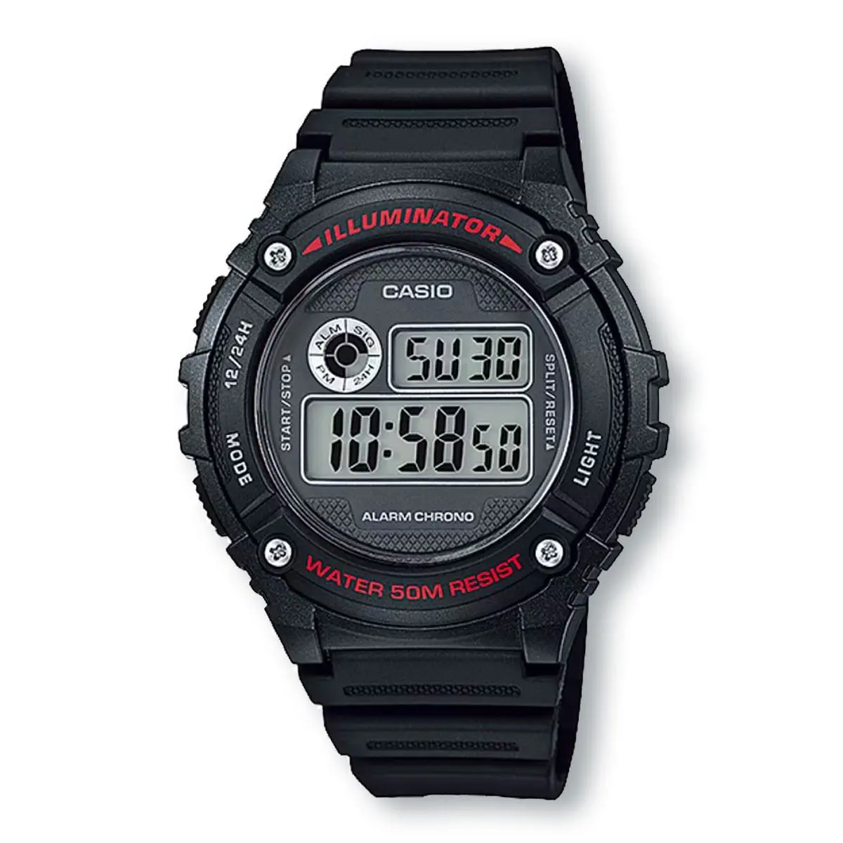 Casio W216H-1AV Illuminator Sport Style Digital Watch Black Dial