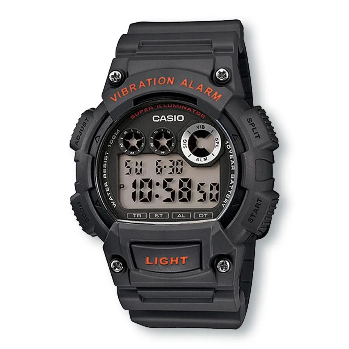 Casio W735H-8A Durable Multifunctional Watch Black Red