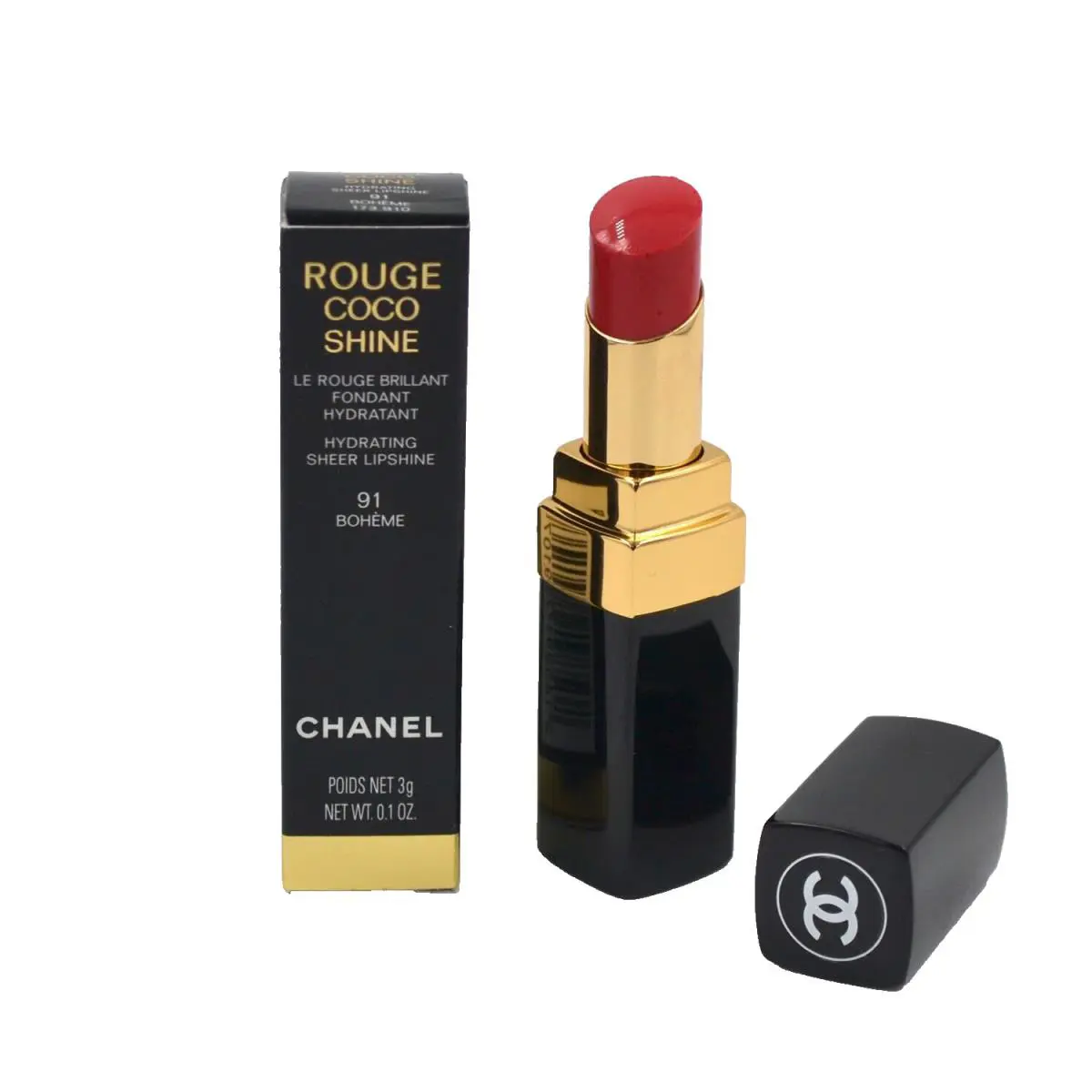 Chanel Rouge Coco Shine Hydratant Sheer Lipshine 91 Boheme 0.1 OZ Boxed