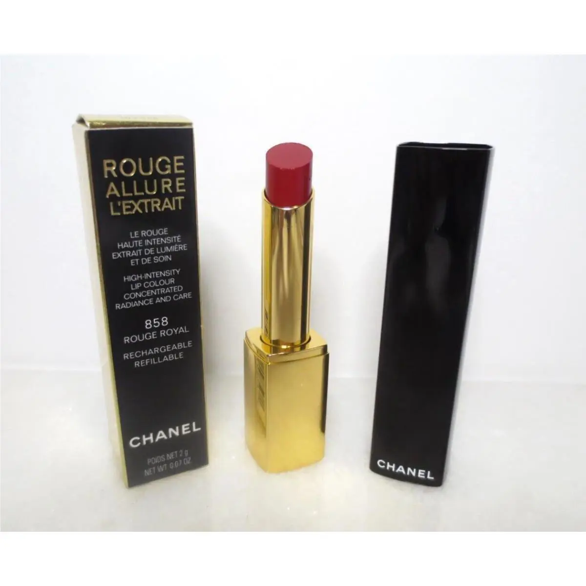 Chanel Rouge Allure L’extrait Lip Colour 858 Rouge Royal Refillable 0.07OZ Box