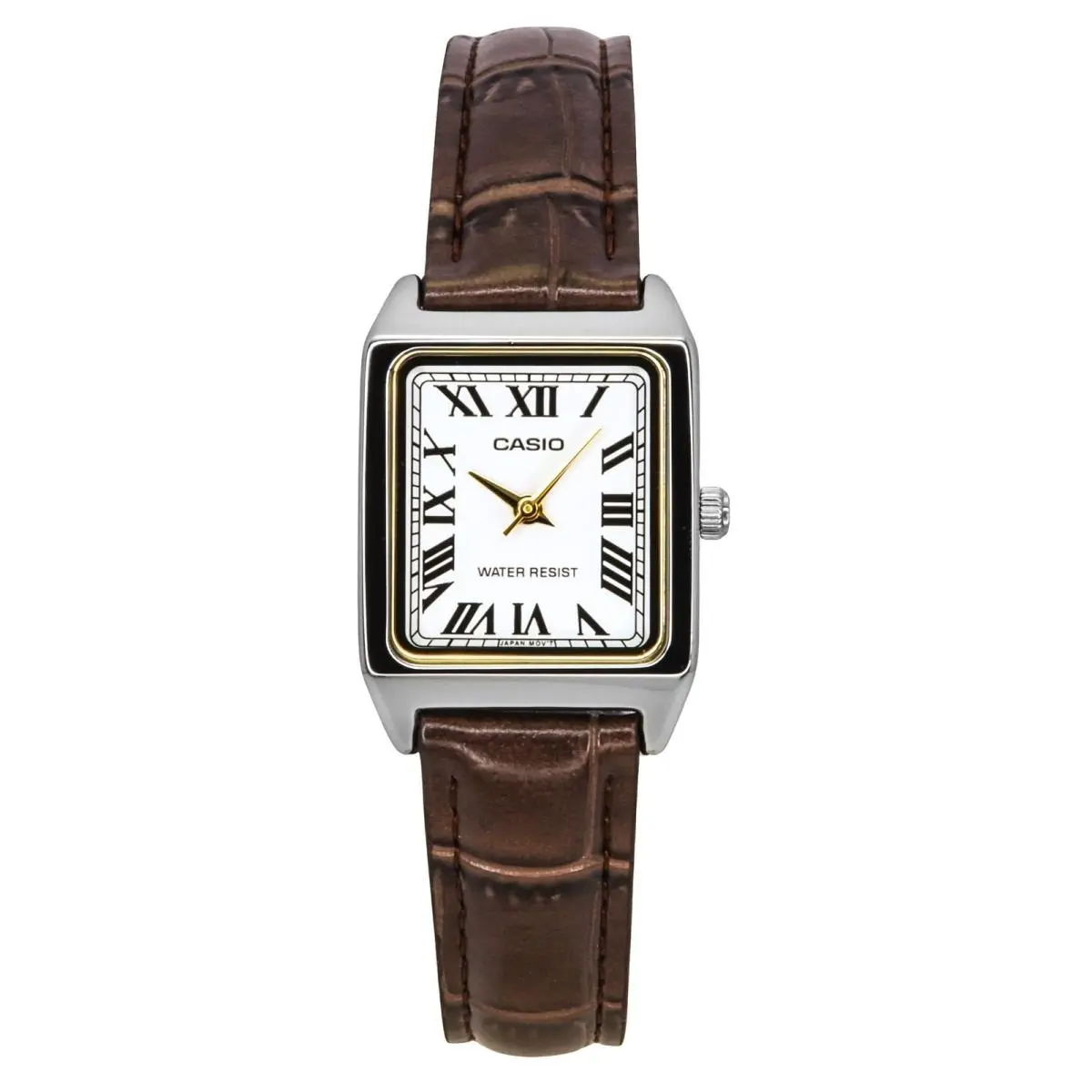 Casio Standard Chrome Plated Leather Strap White Dial LTP-V007L-7B2 Womens Watch