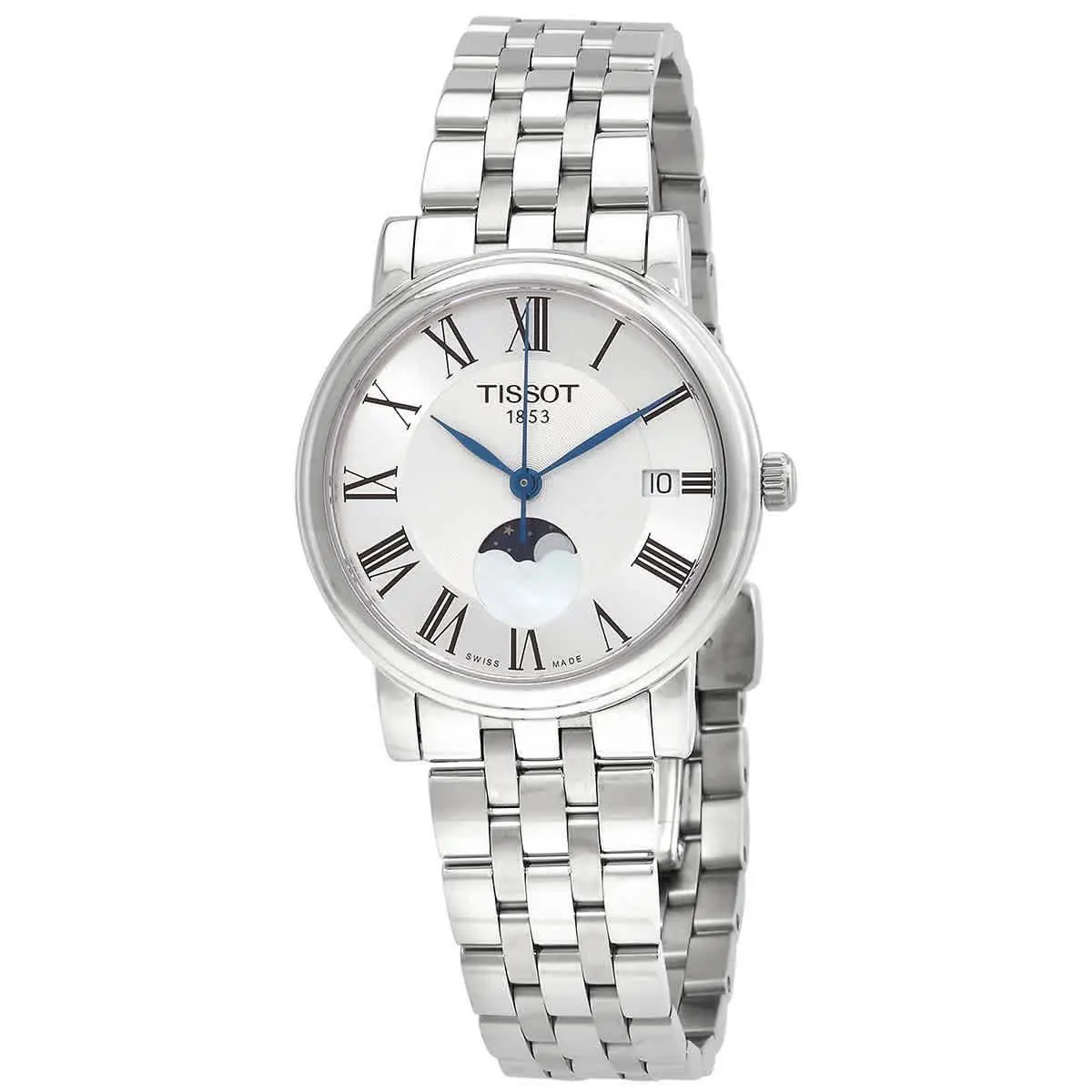 Tissot T-classic Quartz Carson Premium Lady Moonphase Watch T1222231103300 - Dial: White, Band: Silver, Bezel: Silver
