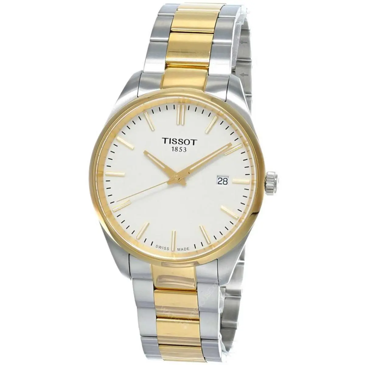 Tissot PR 100 Quartz 40MM White Dial Two-tone Men`s Watch T150.410.22.011.00