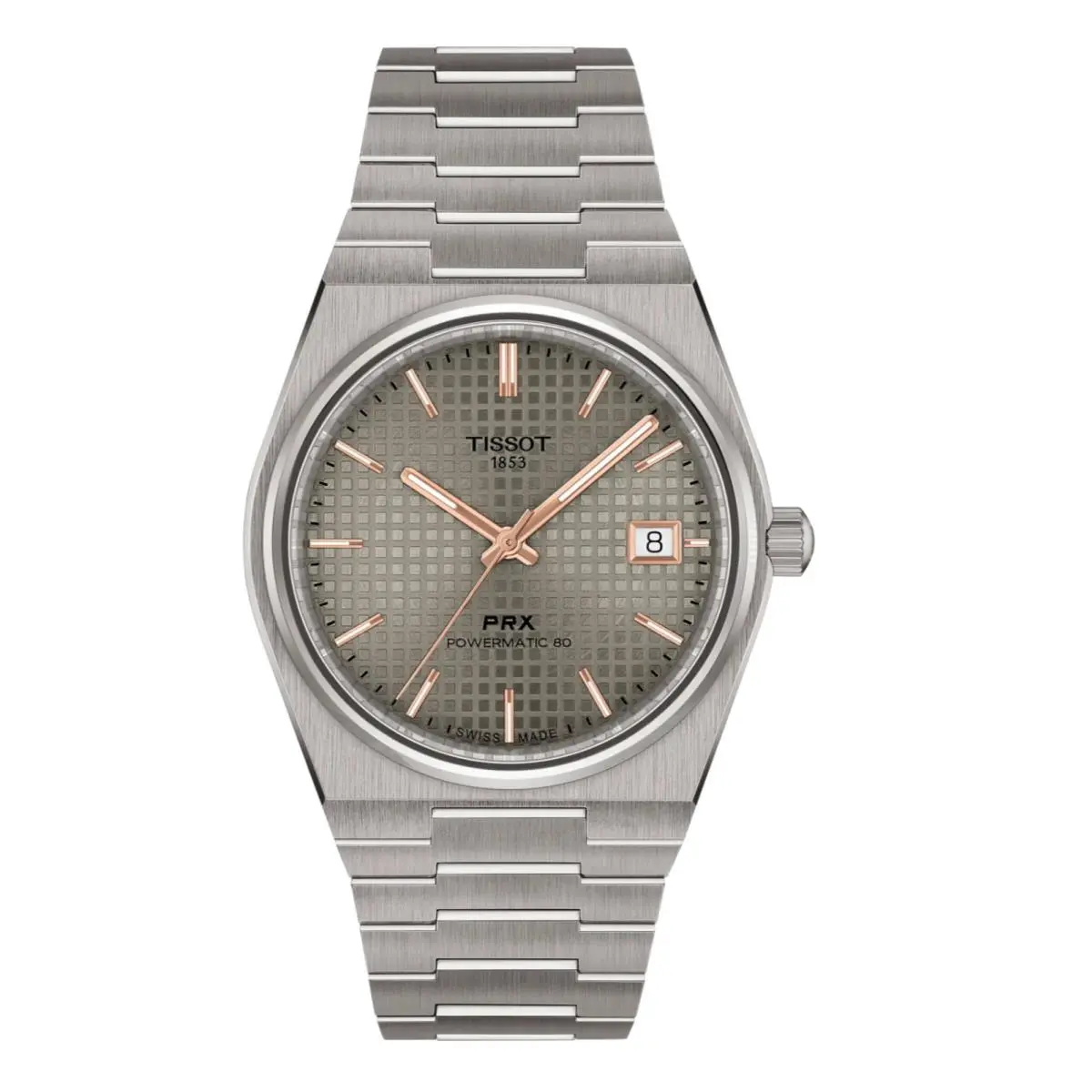 Tissot Prx T137.807.44.061.00 38 Titanium Anthracite Dial Automatic Men`s Watch - Dial: Anthracite, Band: Silver, Bezel: Silver