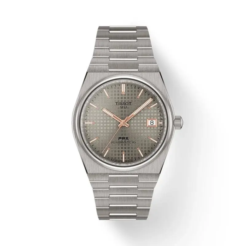 Tissot Prx Titanium 38mm Anthracite Dial Stainless Steel Watch T1378074406100 - Band: Silver, Bezel: Silver