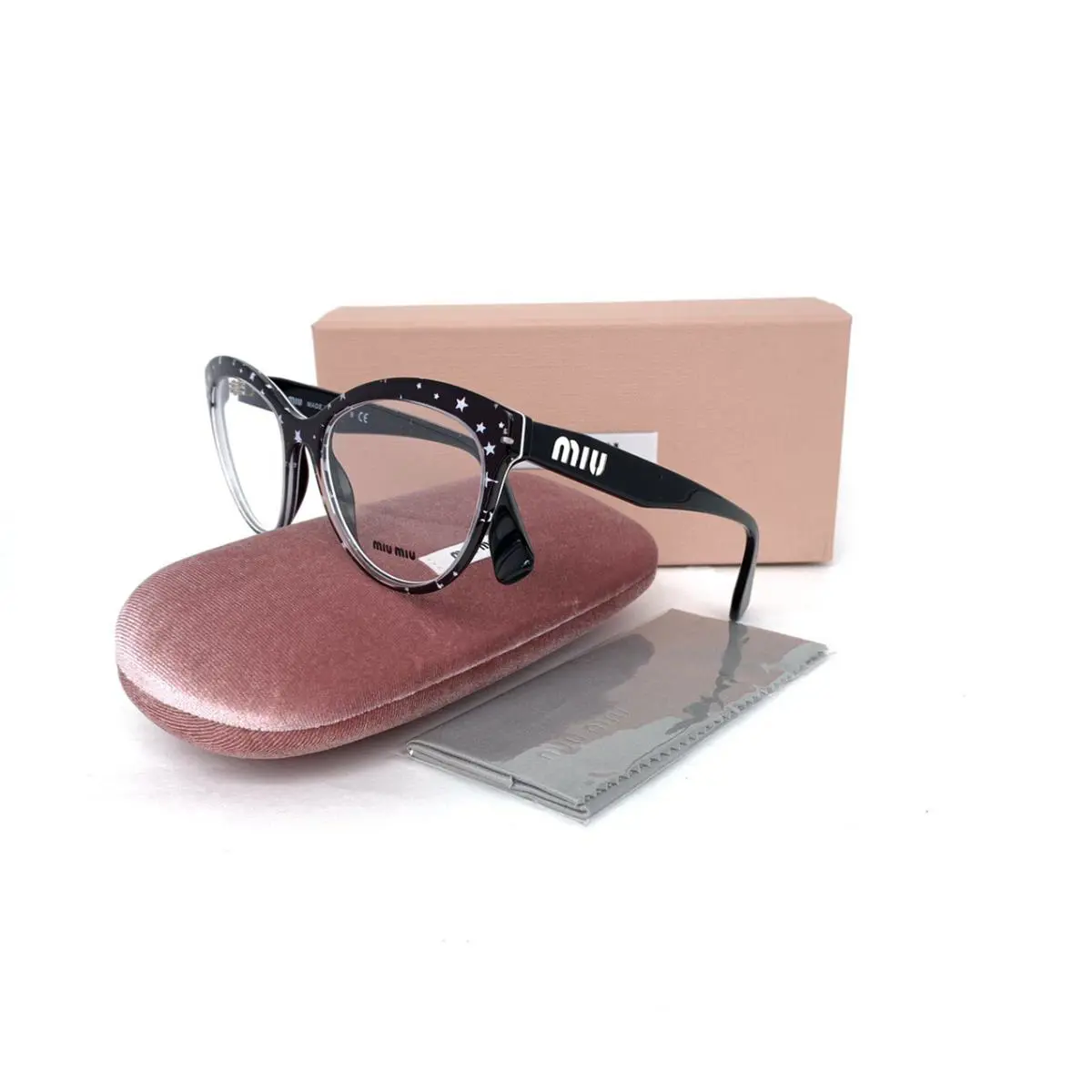 Miu Miu Frames Black Acetate Vmu 04R 138-101 53 17 145 Eyeglasses Cat Eye - Frame: Black