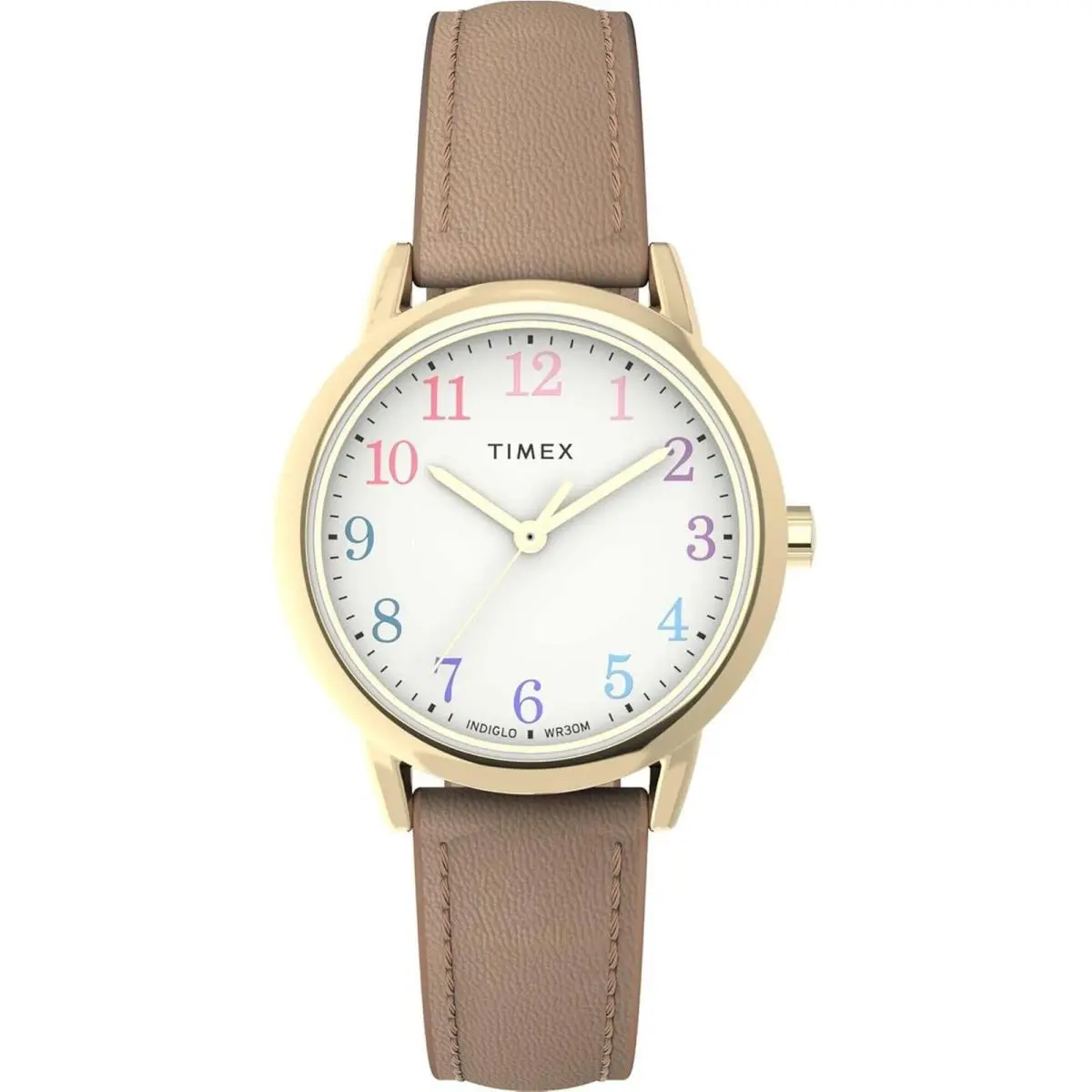 Women`s Watch Easy Reader Quartz White Dial Brown Leather Strap TW2W32400 by Timex