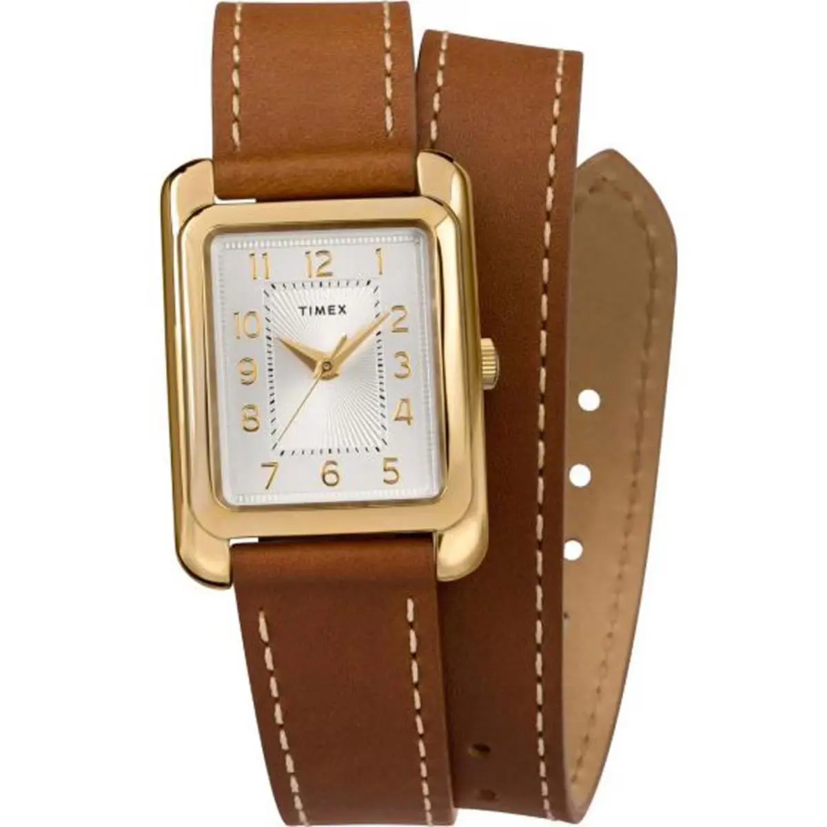 Timex TW2R89900 Addison Women`s Gold-tone Analog Steel Watch Brown Leather Strap