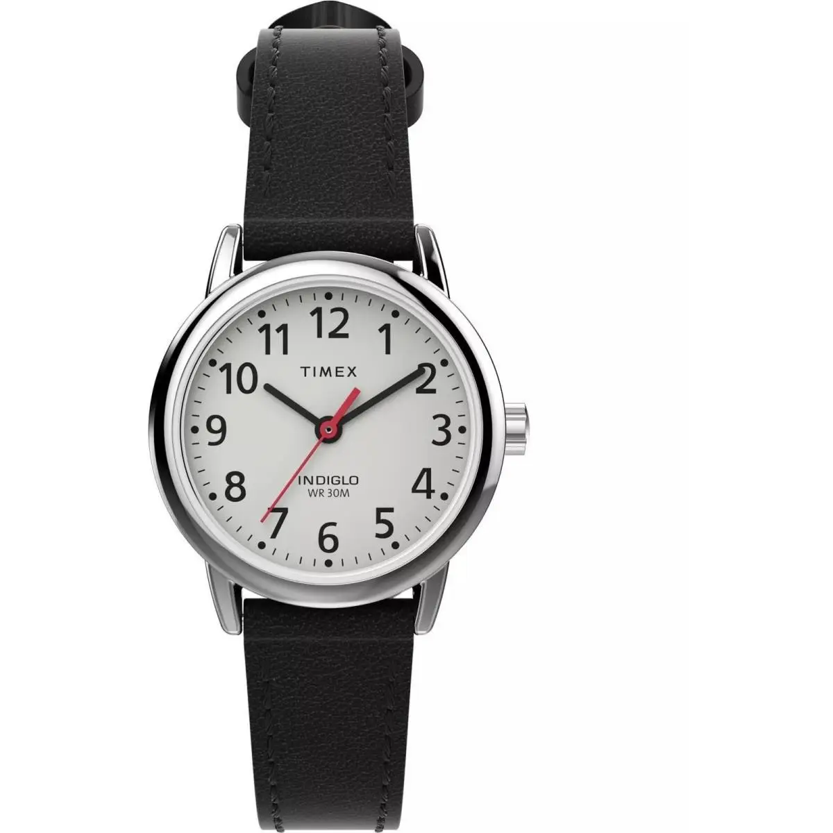 Women`s Watch Quartz Easy Reader White Dial Black Leather Strap TW2V75300 by Timex