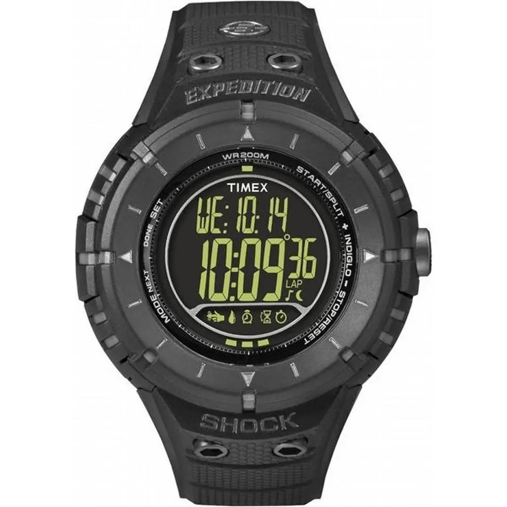 Timex T49928 Men`s Expedition Shock Compass Vibrating Alarm Black Strap Watch