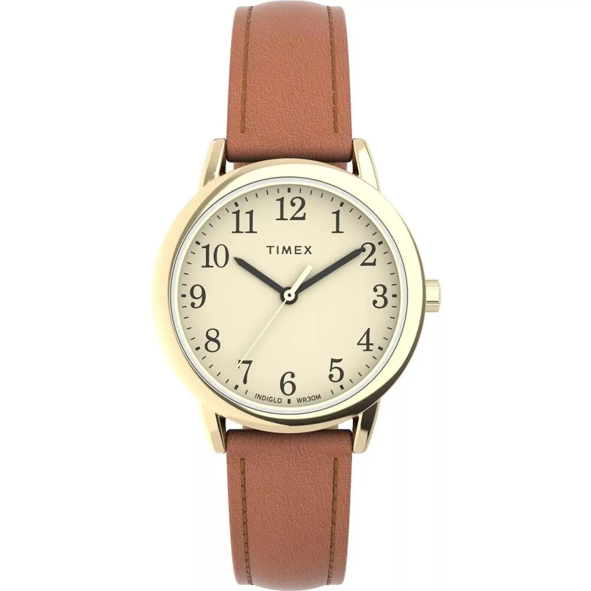 Women`s Watch Easy Reader Quartz Beige Dial Brown Leather Strap TW2V69200 by Timex